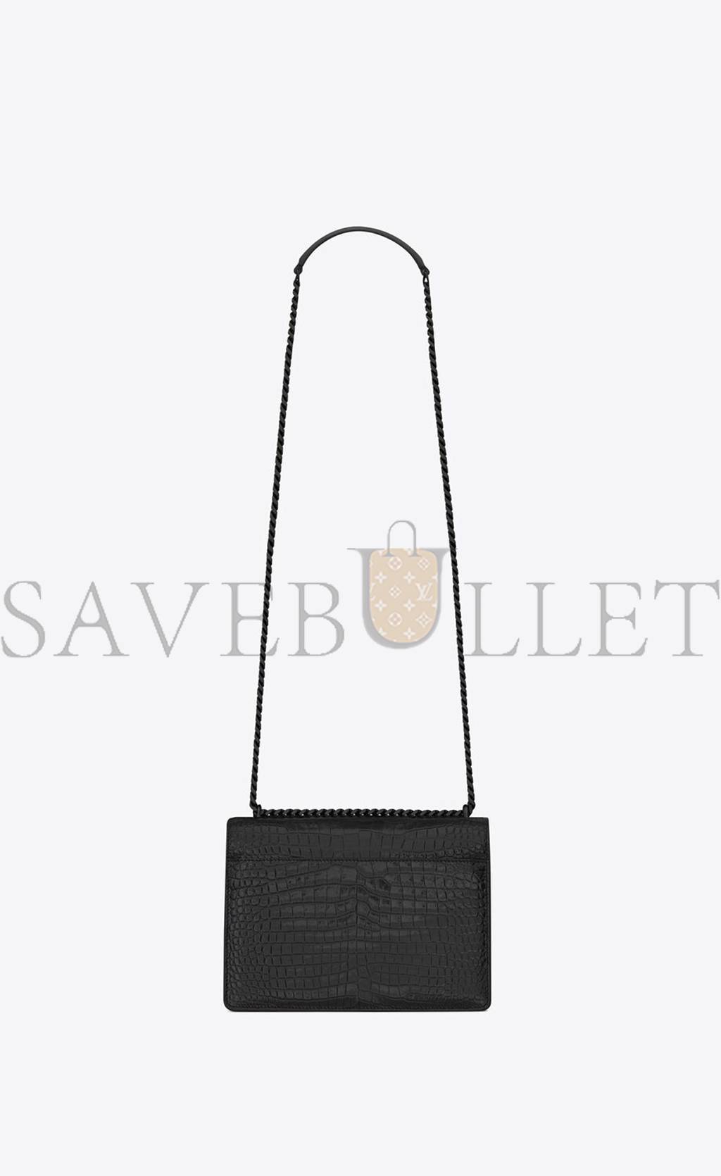 YSL SUNSET MEDIUM CHAIN BAG IN CROCODILE-EMBOSSED SHINY LEATHER 442906DND0U1000 (22*16*6.5cm) YSL SUNSET MEDIUM CHAIN BAG IN CROCODILE-EMBOSSED SHINY LEATHER 442906DND0U1000 (22*16*6.5cm)