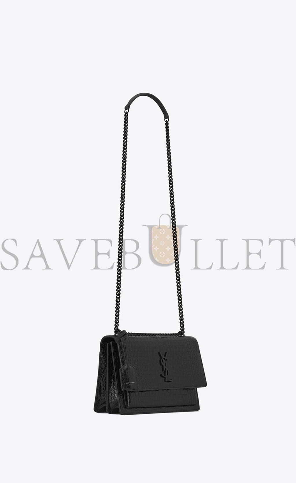 YSL SUNSET MEDIUM CHAIN BAG IN CROCODILE-EMBOSSED SHINY LEATHER 442906DND0U1000 (22*16*6.5cm) YSL SUNSET MEDIUM CHAIN BAG IN CROCODILE-EMBOSSED SHINY LEATHER 442906DND0U1000 (22*16*6.5cm)