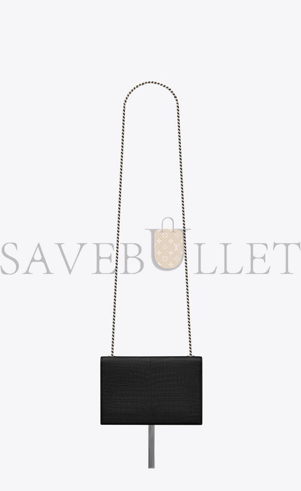 YSL KATE SMALL CHAIN BAG WITH TASSEL IN CROCODILE-EMBOSSED SHINY LEATHER 474366DND0N1000 (20*12.5*5cm) YSL KATE SMALL CHAIN BAG WITH TASSEL IN CROCODILE-EMBOSSED SHINY LEATHER 474366DND0N1000 (20*12.5*5cm)