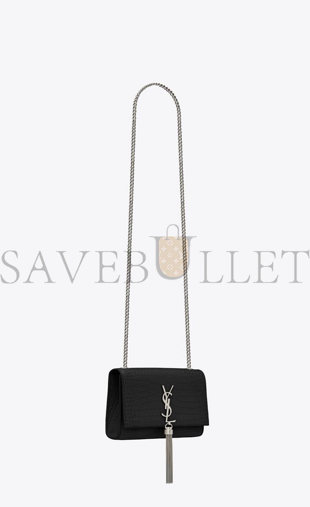 YSL KATE SMALL CHAIN BAG WITH TASSEL IN CROCODILE-EMBOSSED SHINY LEATHER 474366DND0N1000 (20*12.5*5cm) YSL KATE SMALL CHAIN BAG WITH TASSEL IN CROCODILE-EMBOSSED SHINY LEATHER 474366DND0N1000 (20*12.5*5cm)