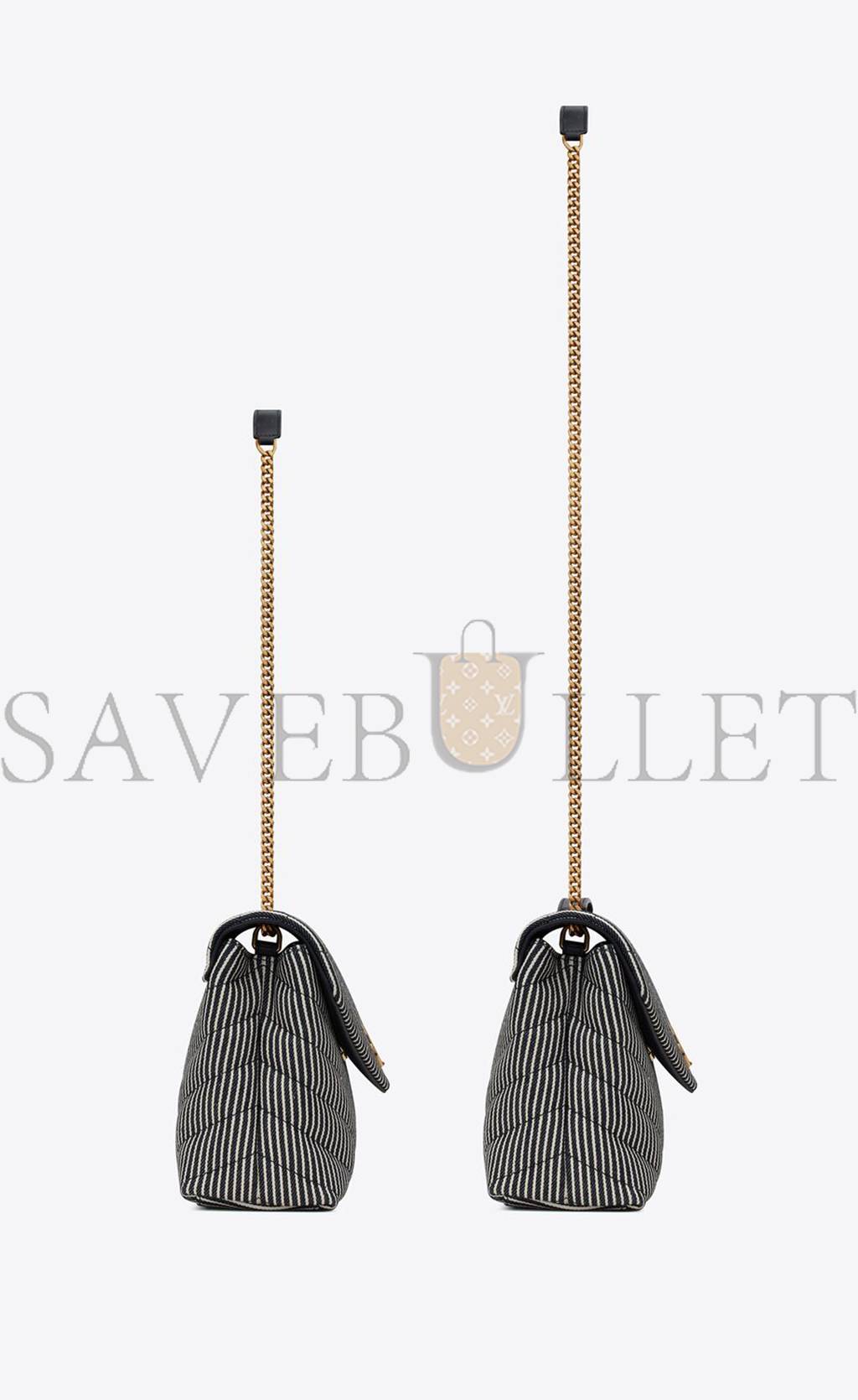 YSL LOULOU SMALL CHAIN BAG IN QUILTED STRIPED DENIM 494699FAA7G4165 (23*17*9cm) YSL LOULOU SMALL CHAIN BAG IN QUILTED STRIPED DENIM 494699FAA7G4165 (23*17*9cm)