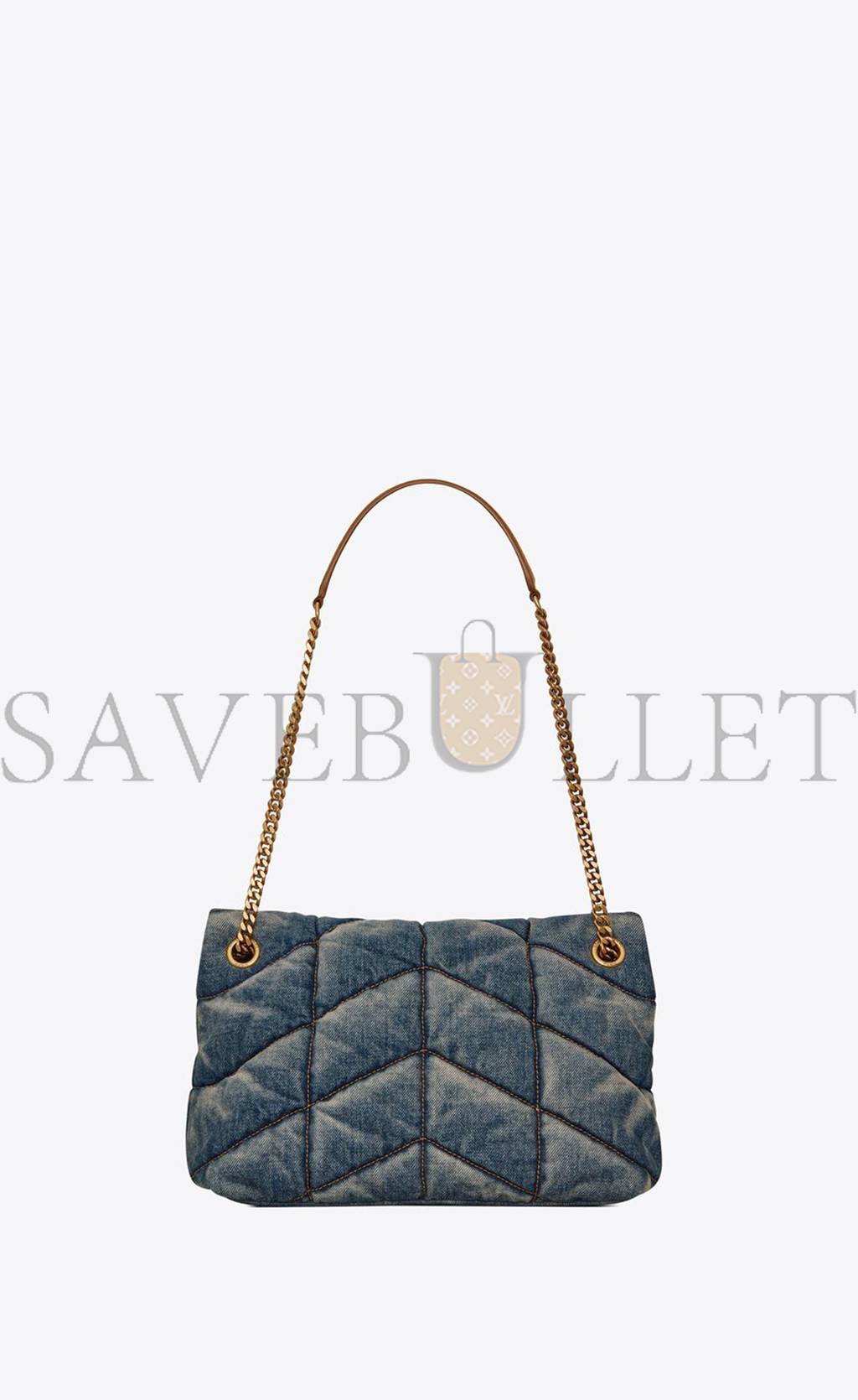 YSL PUFFER SMALL CHAIN BAG IN QUILTED VINTAGE DENIM AND SUEDE 5774762PT674575 (29*17*11cm) YSL PUFFER SMALL CHAIN BAG IN QUILTED VINTAGE DENIM AND SUEDE 5774762PT674575 (29*17*11cm)