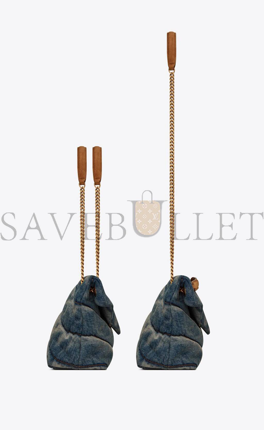 YSL PUFFER SMALL CHAIN BAG IN QUILTED VINTAGE DENIM AND SUEDE 5774762PT674575 (29*17*11cm) YSL PUFFER SMALL CHAIN BAG IN QUILTED VINTAGE DENIM AND SUEDE 5774762PT674575 (29*17*11cm)