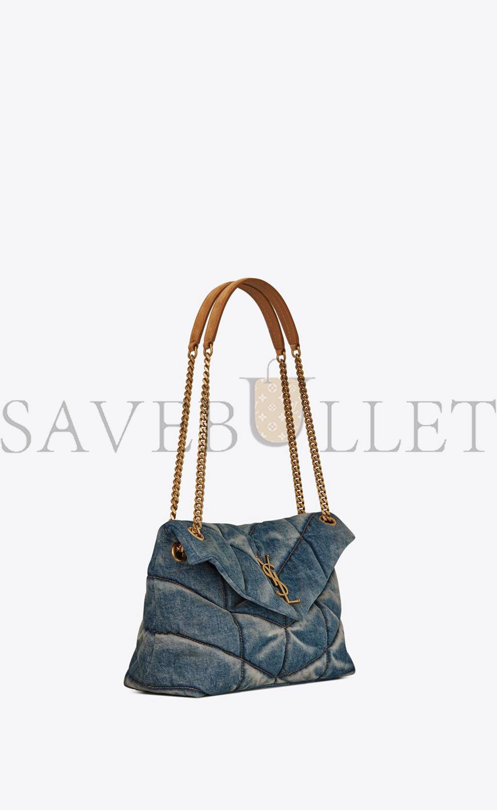 YSL PUFFER SMALL CHAIN BAG IN QUILTED VINTAGE DENIM AND SUEDE 5774762PT674575 (29*17*11cm) YSL PUFFER SMALL CHAIN BAG IN QUILTED VINTAGE DENIM AND SUEDE 5774762PT674575 (29*17*11cm)
