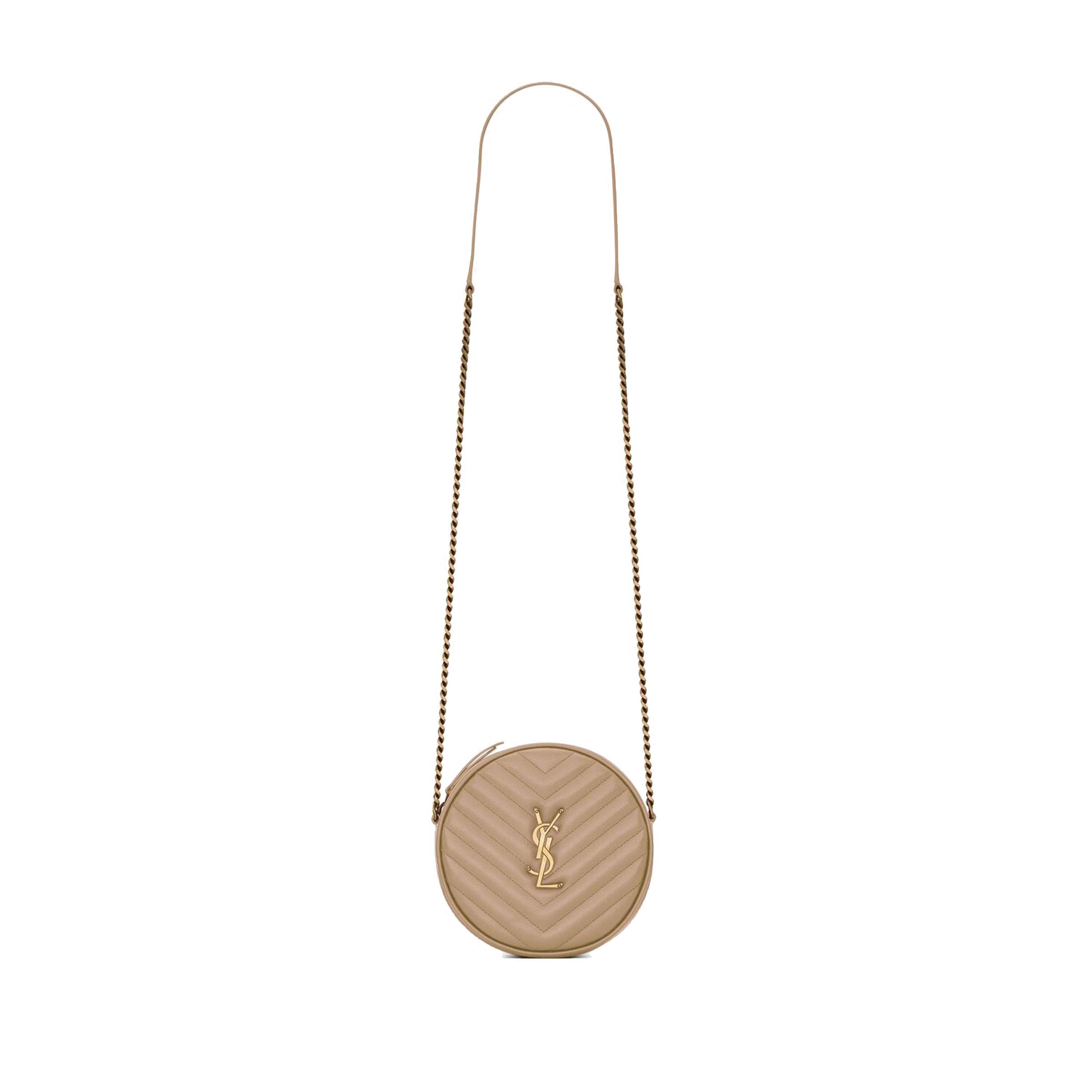 YSL VINYLE ROUND CAMERA BAG IN CHEVRON-QUILTED GRAIN DE POUDRE EMBOSSED LEATHER 6104361GF072721 (17*17*5.5cm) YSL VINYLE ROUND CAMERA BAG IN CHEVRON-QUILTED GRAIN DE POUDRE EMBOSSED LEATHER 6104361GF072721 (17*17*5.5cm)