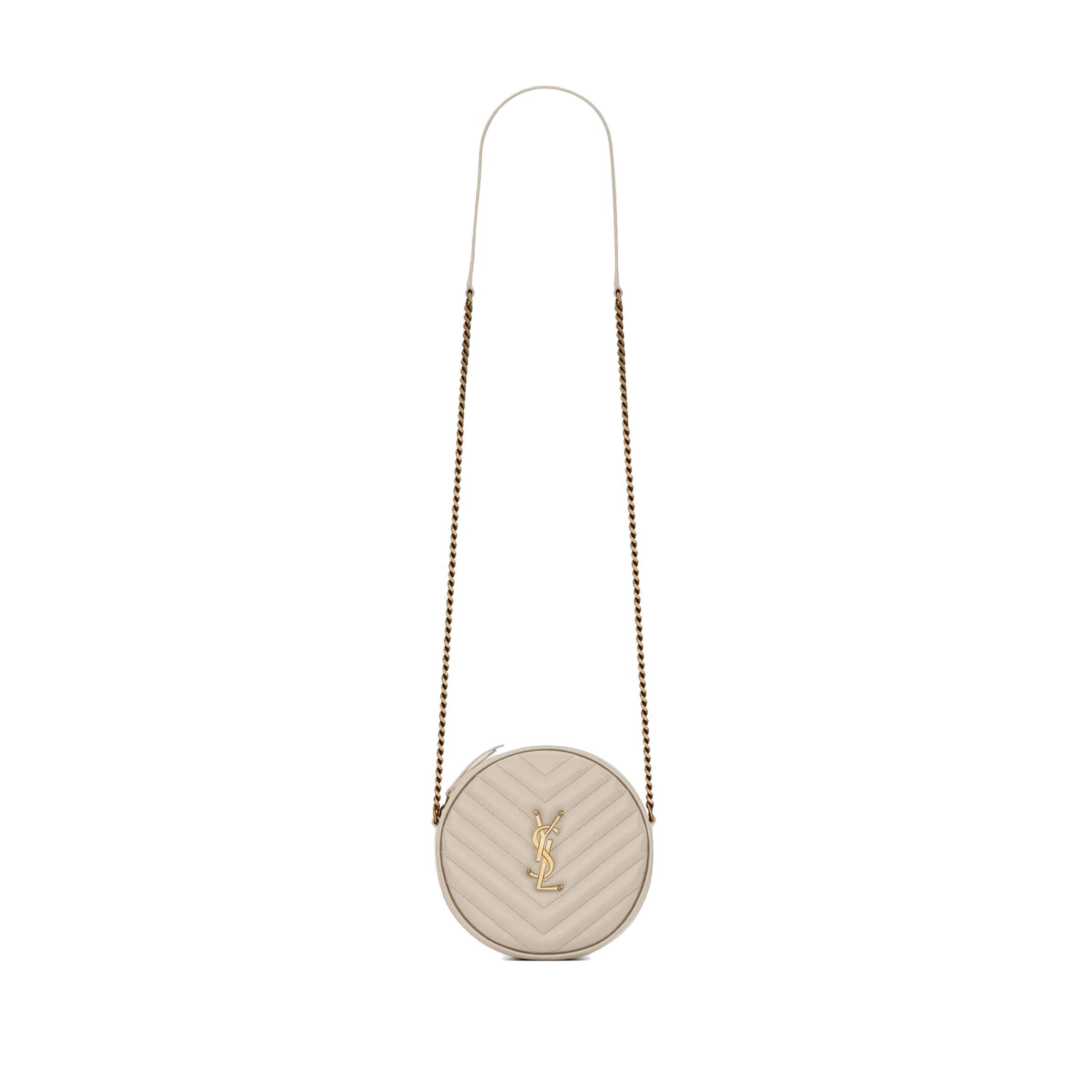 YSL VINYLE ROUND CAMERA BAG IN CHEVRON-QUILTED GRAIN DE POUDRE EMBOSSED LEATHER 6104361GF079207 (17*17*5.5cm) YSL VINYLE ROUND CAMERA BAG IN CHEVRON-QUILTED GRAIN DE POUDRE EMBOSSED LEATHER 6104361GF079207 (17*17*5.5cm)