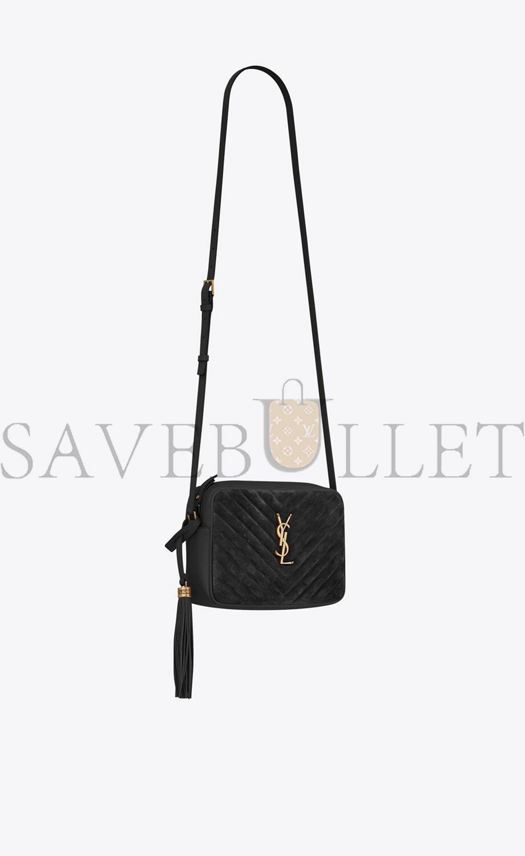 YSL LOU CAMERA BAG IN QUILTED SUEDE AND SMOOTH LEATHER 612544C4BW71000 (23*16*6cm)