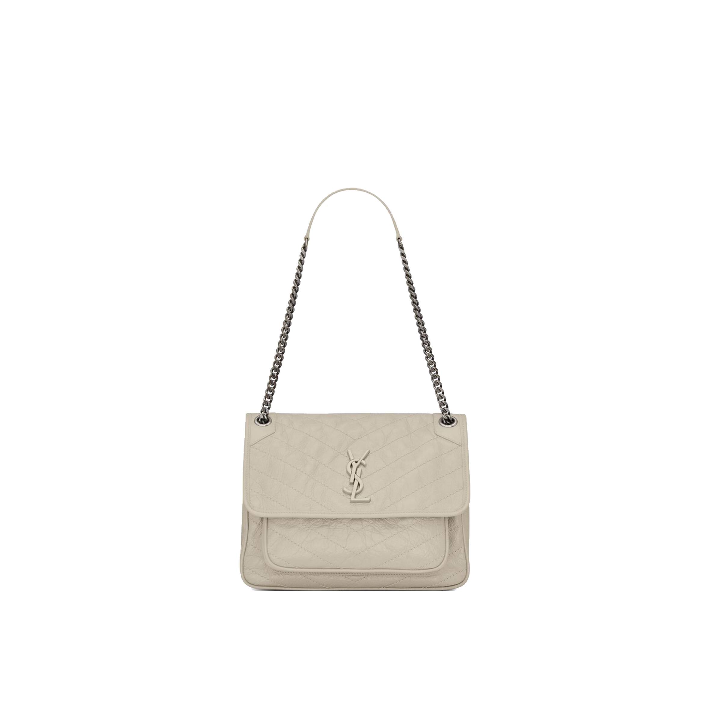 YSL NIKI MEDIUM CHAIN BAG IN CRINKLED VINTAGE LEATHER 6331580EN049207 (28*20*8.5cm)
