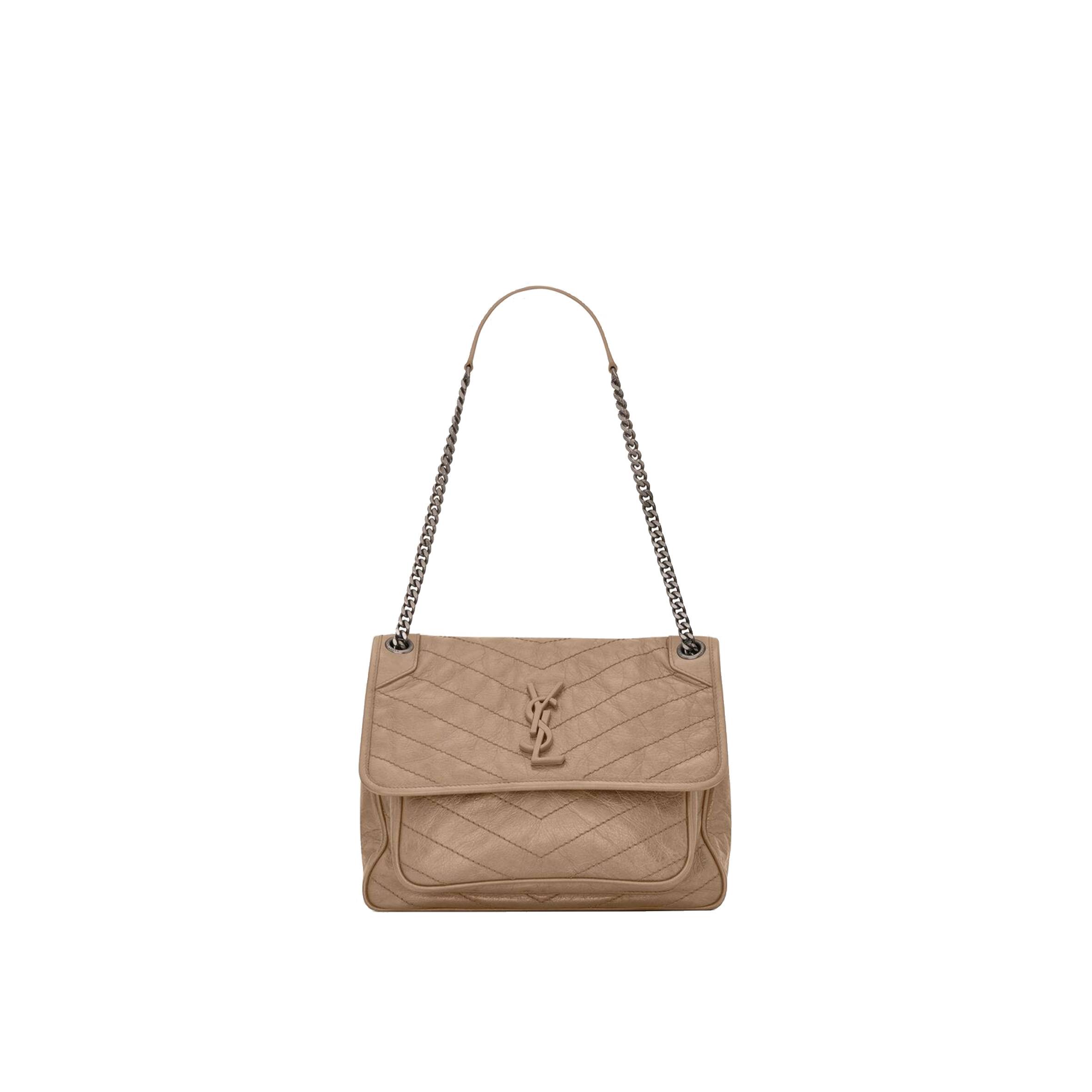 YSL NIKI MEDIUM CHAIN BAG IN CRINKLED VINTAGE VEGETABLE-TANNED LEATHER 6331581YG042826 (28*20*8.5cm) YSL NIKI MEDIUM CHAIN BAG IN CRINKLED VINTAGE VEGETABLE-TANNED LEATHER 6331581YG042826 (28*20*8.5cm)