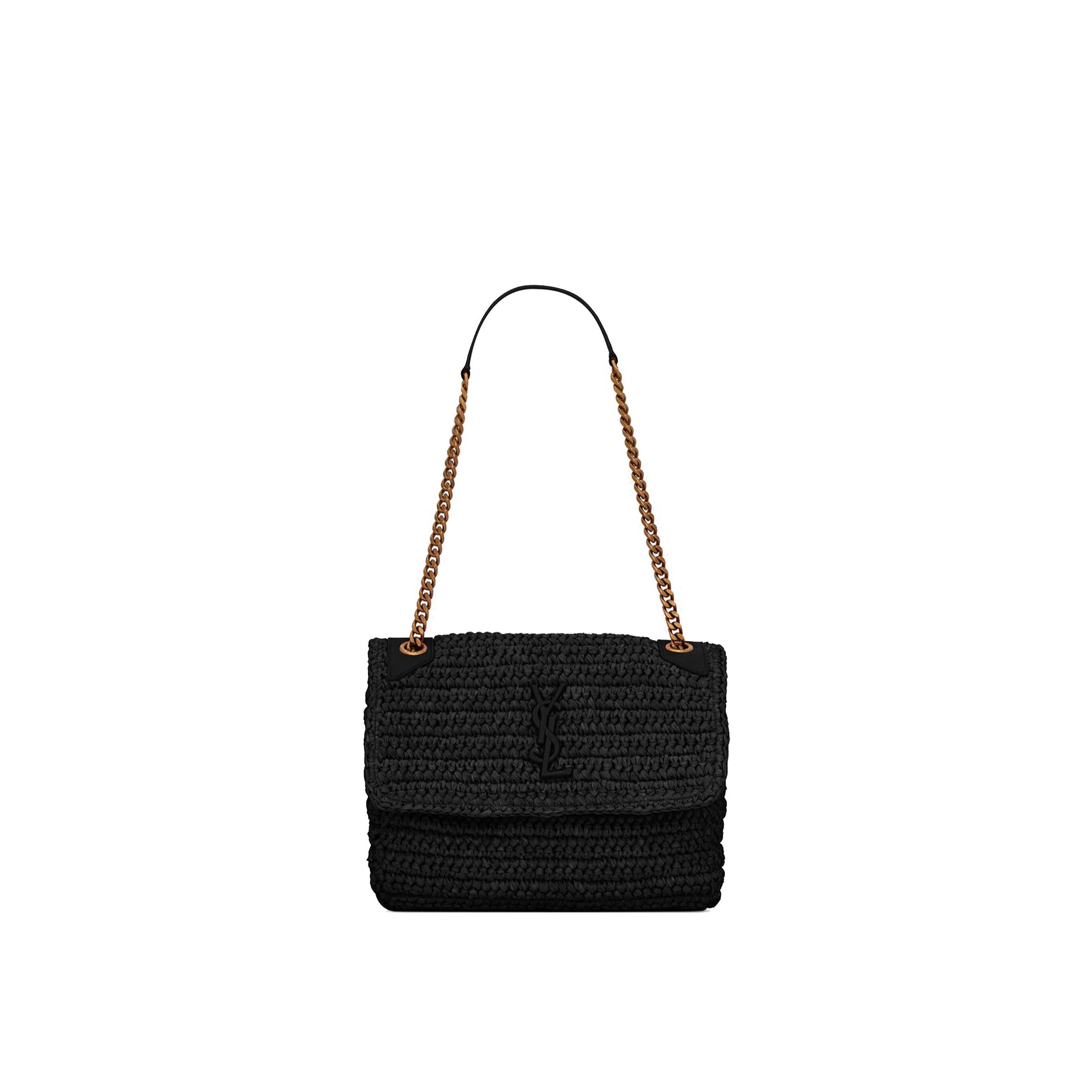 YSL NIKI MEDIUM CHAIN BAG IN RAFFIA AND LEATHER 633187GG66W1000 (28*20*8.5cm) YSL NIKI MEDIUM CHAIN BAG IN RAFFIA AND LEATHER 633187GG66W1000 (28*20*8.5cm)