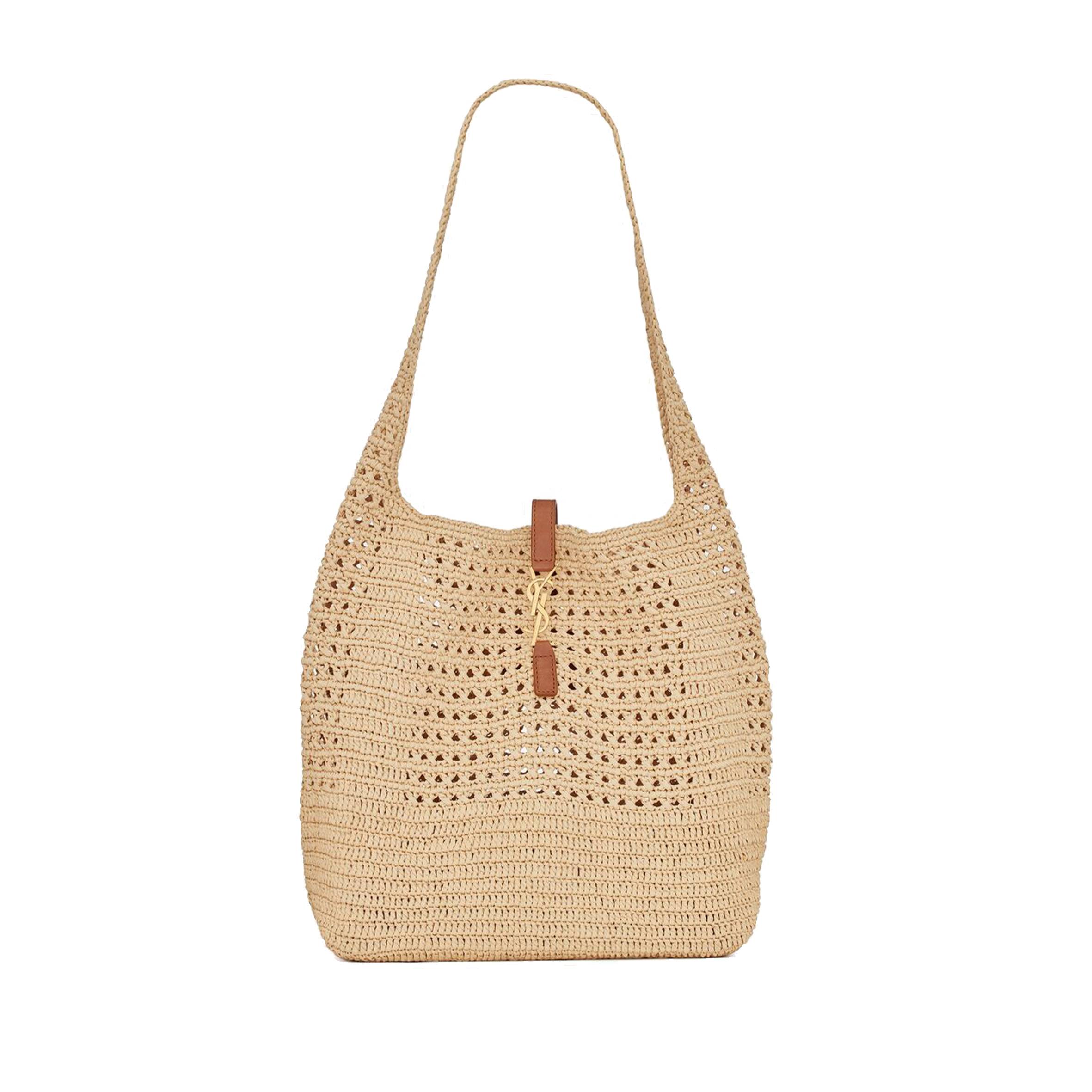YSL HOBO RAFFIA BAG IN CROCHET AND SMOOTH LEATHER 690941GAAAR2080 (37*30*14cm) YSL HOBO RAFFIA BAG IN CROCHET AND SMOOTH LEATHER 690941GAAAR2080 (37*30*14cm)