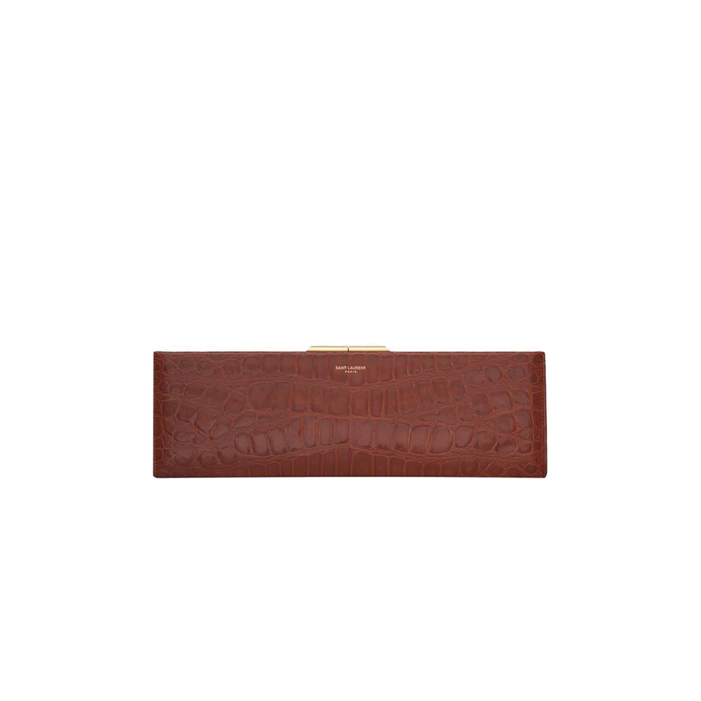 YSL MIDNIGHT LARGE CLUTCH IN CROCODILE-EMBOSSED LACQUERED LEATHER 6976582US1J2582 (33*10.5*4/1.5cm) YSL MIDNIGHT LARGE CLUTCH IN CROCODILE-EMBOSSED LACQUERED LEATHER 6976582US1J2582 (33*10.5*4/1.5cm)