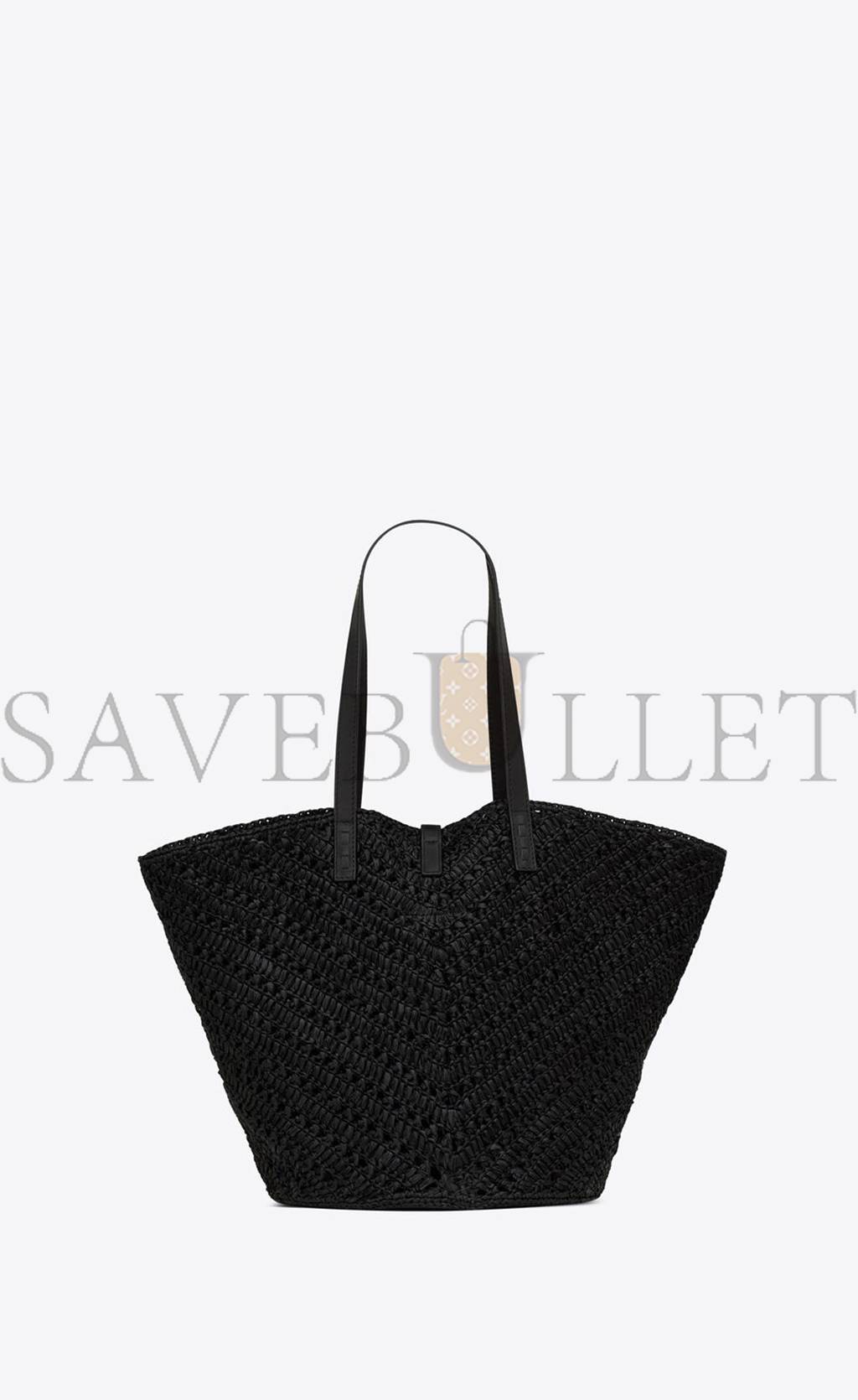 YSL PANIER MEDIUM IN RAFFIA AND VEGETABLE-TANNED LEATHER 740375GAADP1000 (44*20*21cm) YSL PANIER MEDIUM IN RAFFIA AND VEGETABLE-TANNED LEATHER 740375GAADP1000 (44*20*21cm)