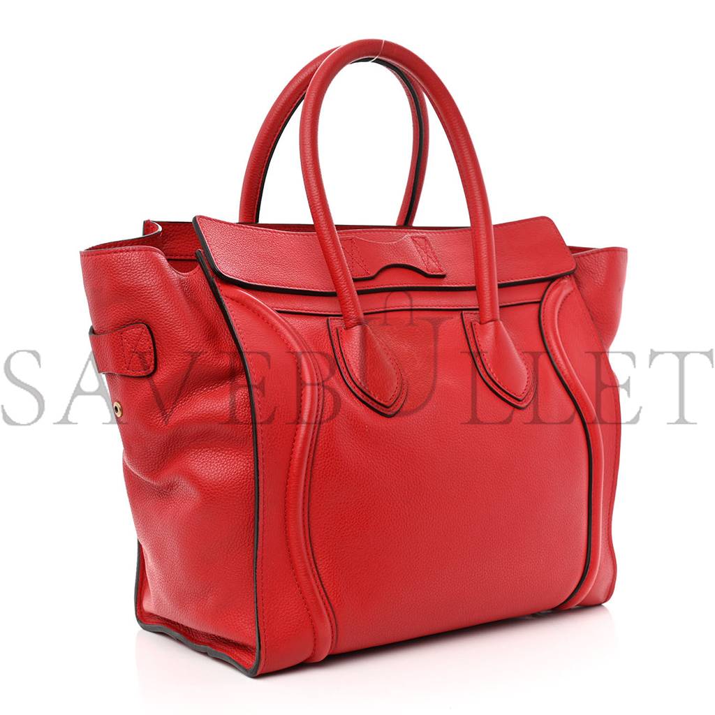 CELINE DRUMMED CALFSKIN MINI LUGGAGE COQUELICOT (32*30*18cm) CELINE DRUMMED CALFSKIN MINI LUGGAGE COQUELICOT (32*30*18cm)