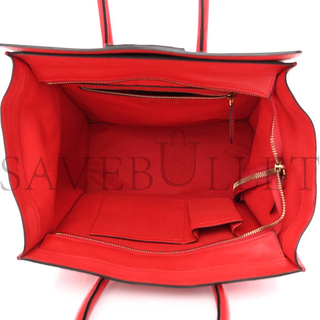 CELINE DRUMMED CALFSKIN MINI LUGGAGE COQUELICOT (32*30*18cm) CELINE DRUMMED CALFSKIN MINI LUGGAGE COQUELICOT (32*30*18cm)