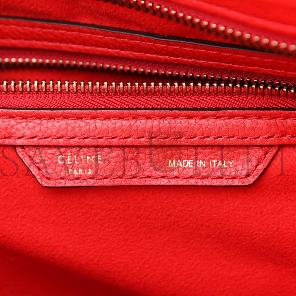 CELINE DRUMMED CALFSKIN MINI LUGGAGE COQUELICOT (32*30*18cm) CELINE DRUMMED CALFSKIN MINI LUGGAGE COQUELICOT (32*30*18cm)