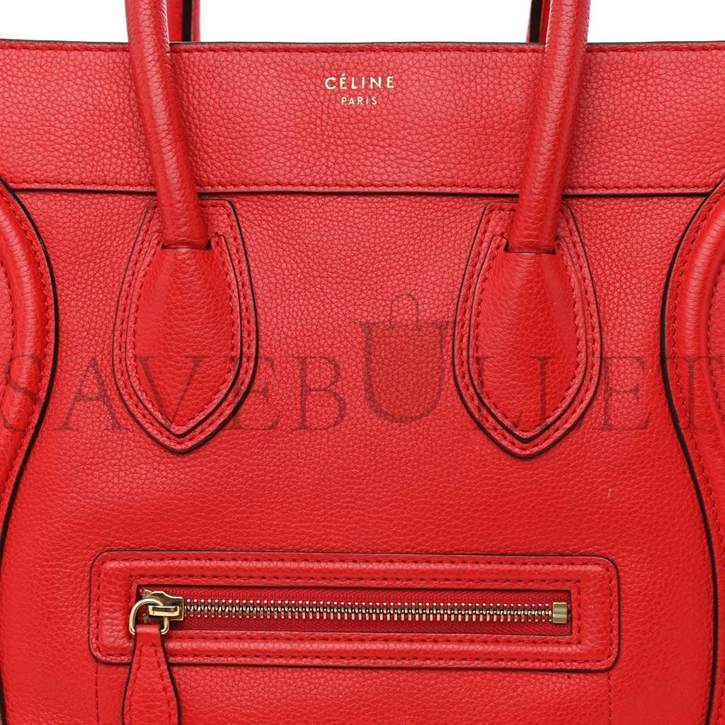 CELINE DRUMMED CALFSKIN MINI LUGGAGE COQUELICOT (32*30*18cm) CELINE DRUMMED CALFSKIN MINI LUGGAGE COQUELICOT (32*30*18cm)