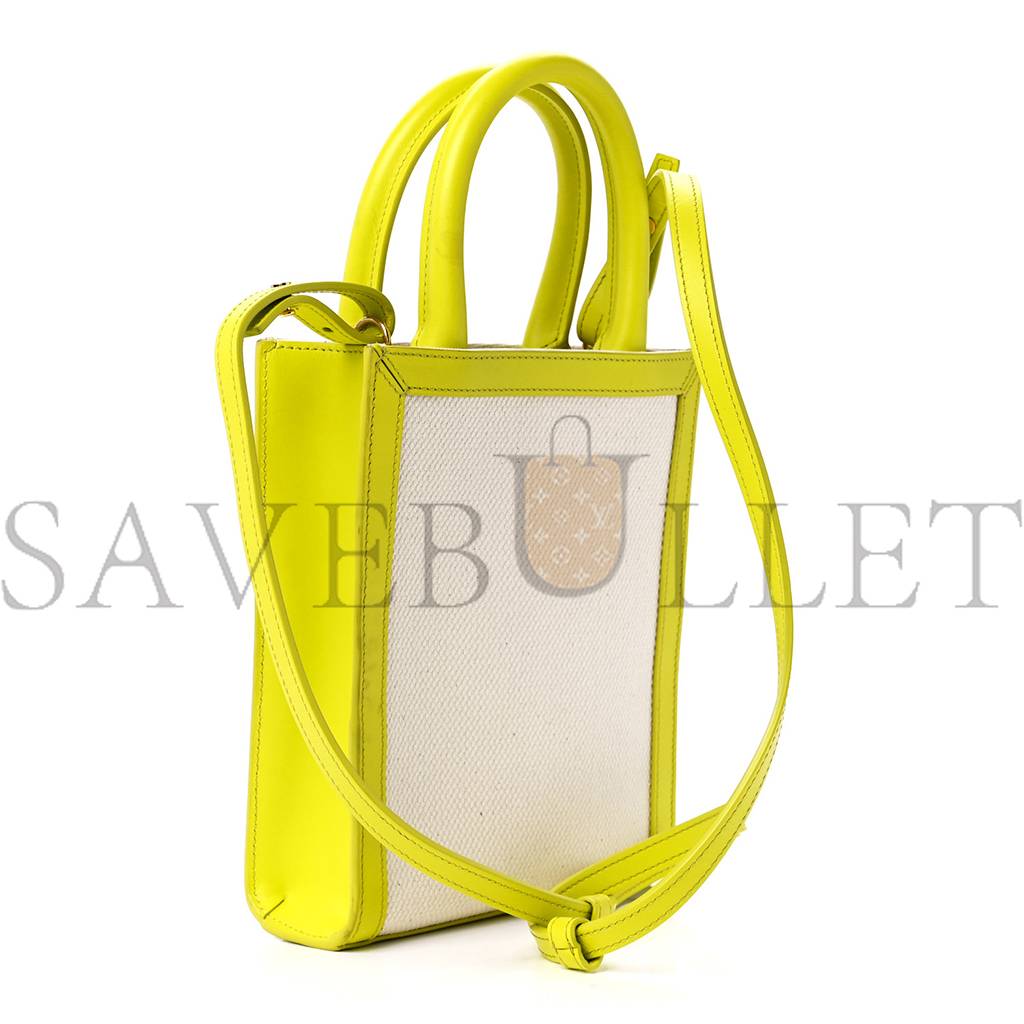 CELINE CANVAS CALFSKIN MINI VERTICAL CABAS NEON YELLOW (20*17*4cm) CELINE CANVAS CALFSKIN MINI VERTICAL CABAS NEON YELLOW (20*17*4cm)