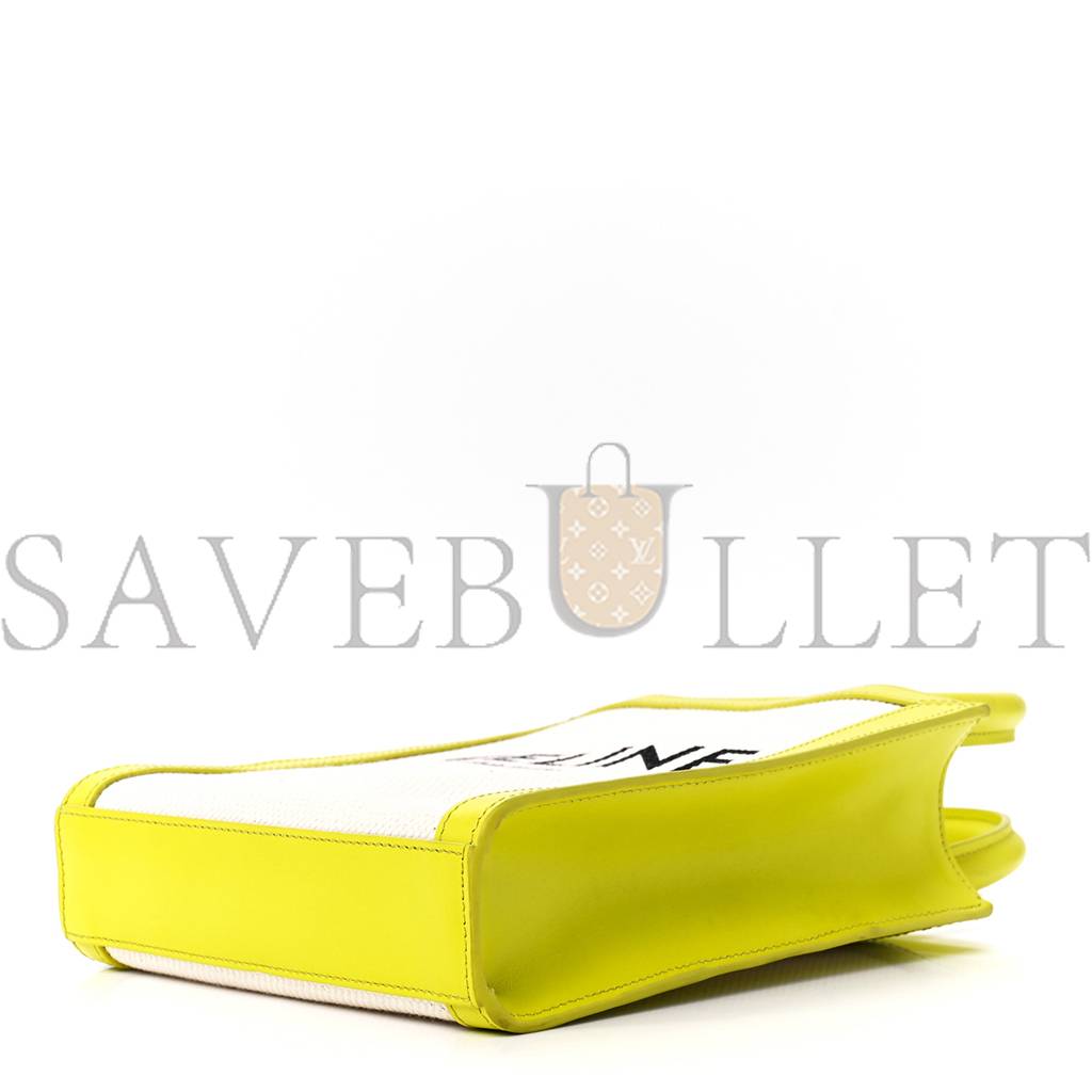 CELINE CANVAS CALFSKIN MINI VERTICAL CABAS NEON YELLOW (20*17*4cm) CELINE CANVAS CALFSKIN MINI VERTICAL CABAS NEON YELLOW (20*17*4cm)
