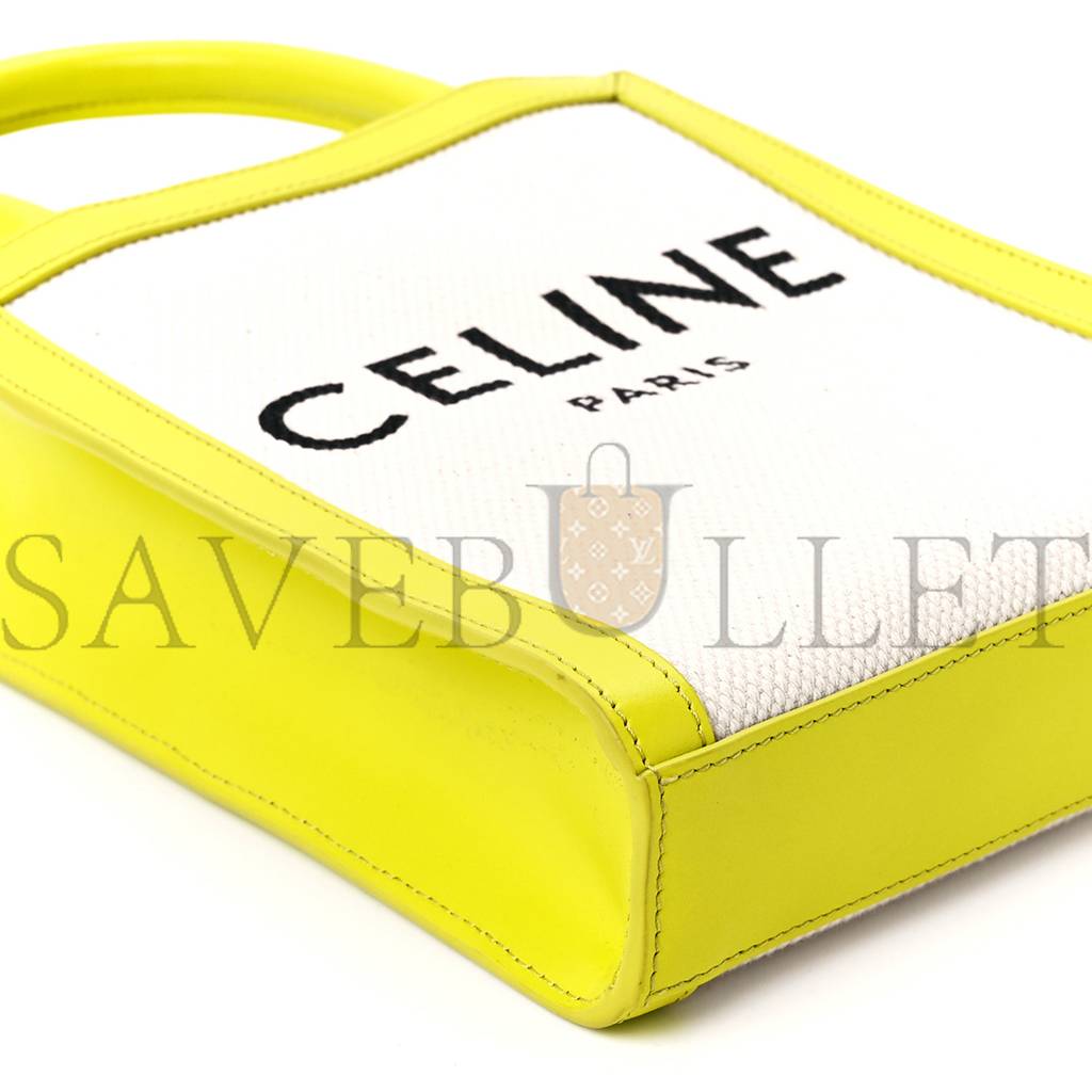 CELINE CANVAS CALFSKIN MINI VERTICAL CABAS NEON YELLOW (20*17*4cm) CELINE CANVAS CALFSKIN MINI VERTICAL CABAS NEON YELLOW (20*17*4cm)