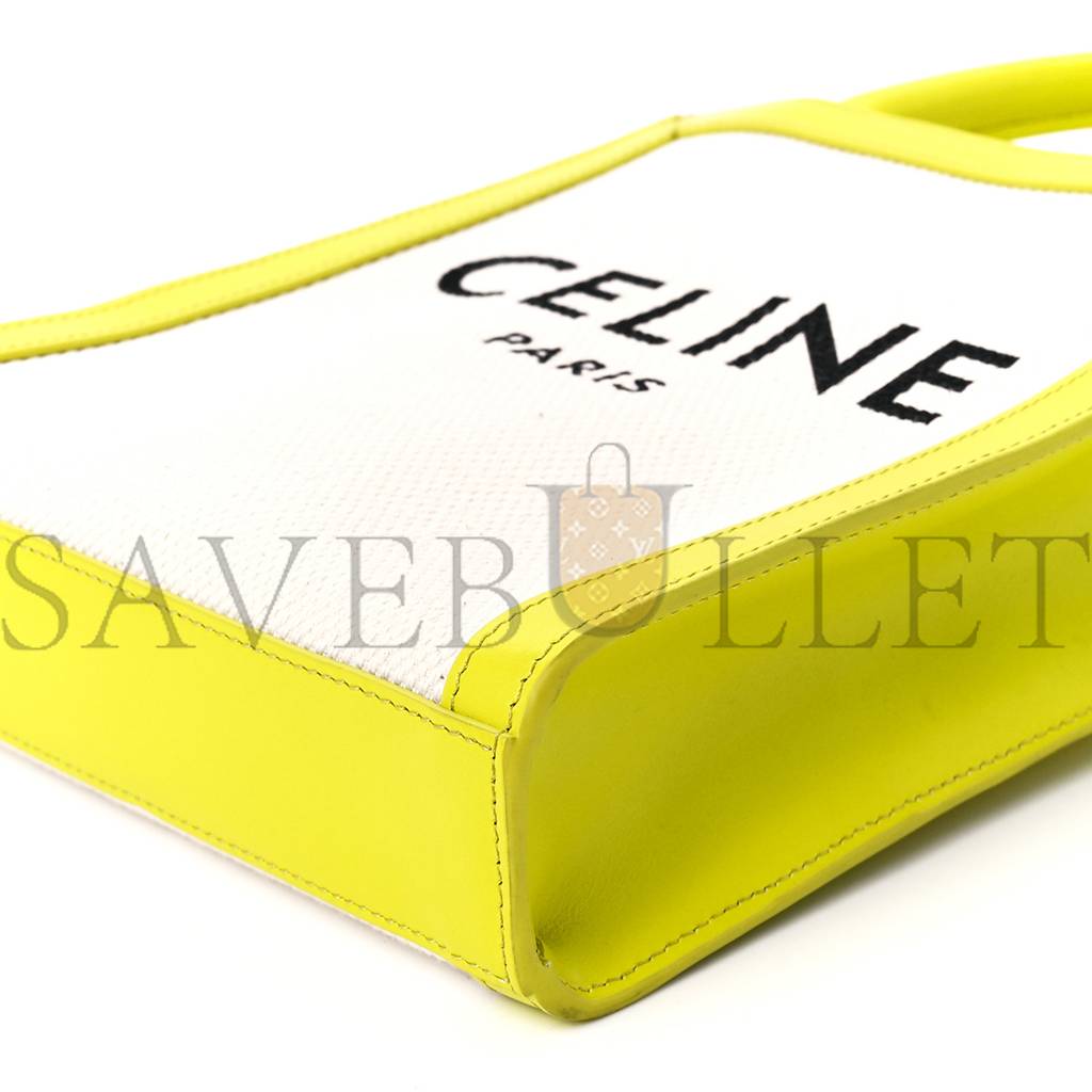 CELINE CANVAS CALFSKIN MINI VERTICAL CABAS NEON YELLOW (20*17*4cm) CELINE CANVAS CALFSKIN MINI VERTICAL CABAS NEON YELLOW (20*17*4cm)