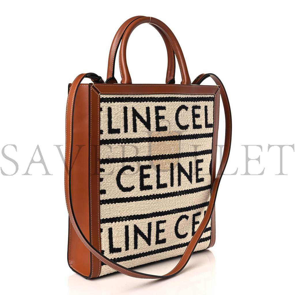 CELINE ALL OVER TEXTILE CALFSKIN SMALL VERTICAL CABAS NATURAL TAN BLACK (32*29*8cm) CELINE ALL OVER TEXTILE CALFSKIN SMALL VERTICAL CABAS NATURAL TAN BLACK (32*29*8cm)