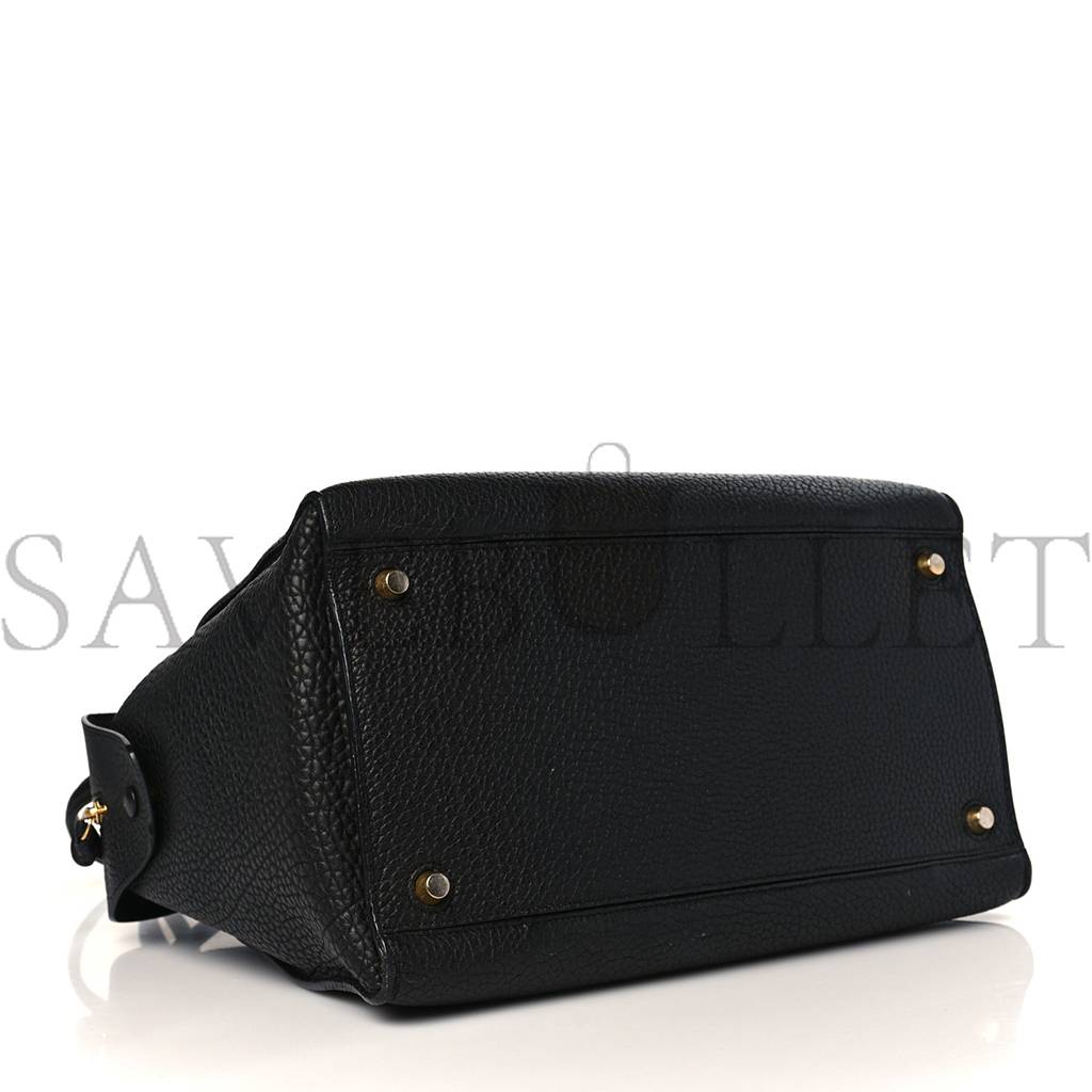 CELINE BULLHIDE CALFSKIN SMALL RING BAG BLACK (34*25*20cm) CELINE BULLHIDE CALFSKIN SMALL RING BAG BLACK (34*25*20cm)