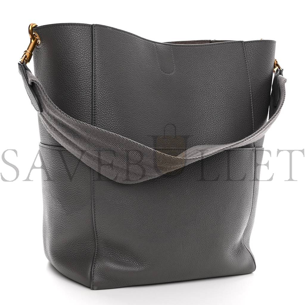 CELINE SOFT GRAINED CALFSKIN SANGLE BUCKET BAG KOHL (32*23*17cm) CELINE SOFT GRAINED CALFSKIN SANGLE BUCKET BAG KOHL (32*23*17cm)