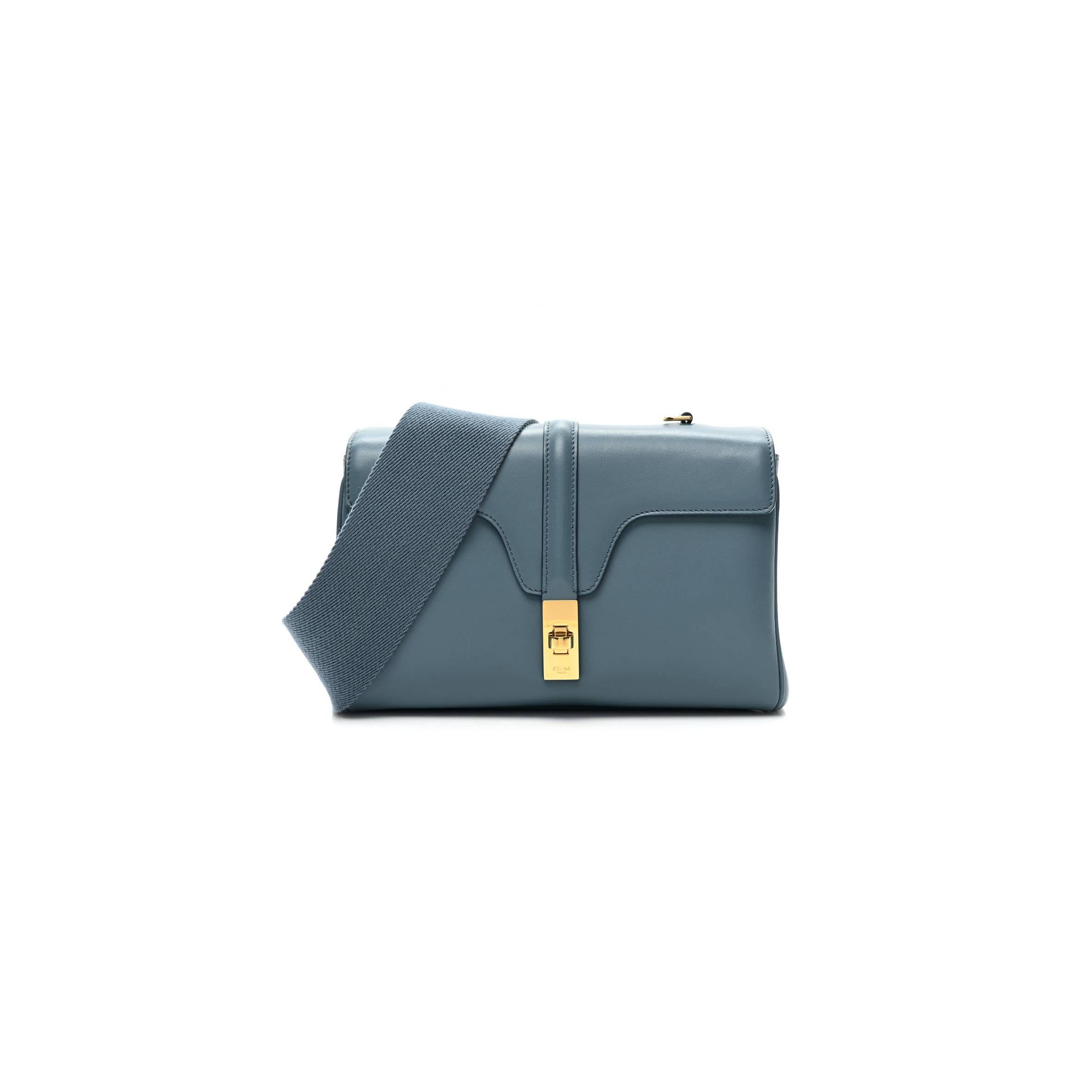 CELINE SMOOTH CALFSKIN TEEN SOFT 16 SHOULDER BAG BLUE GREY (24*17*8cm) CELINE SMOOTH CALFSKIN TEEN SOFT 16 SHOULDER BAG BLUE GREY (24*17*8cm)