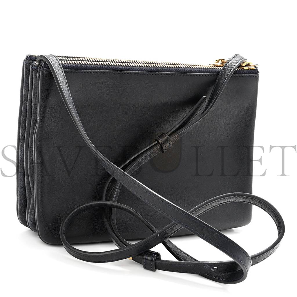 CELINE LAMBSKIN SMALL TRIO CROSSBODY BAG BLACK (22*15*3cm) CELINE LAMBSKIN SMALL TRIO CROSSBODY BAG BLACK (22*15*3cm)