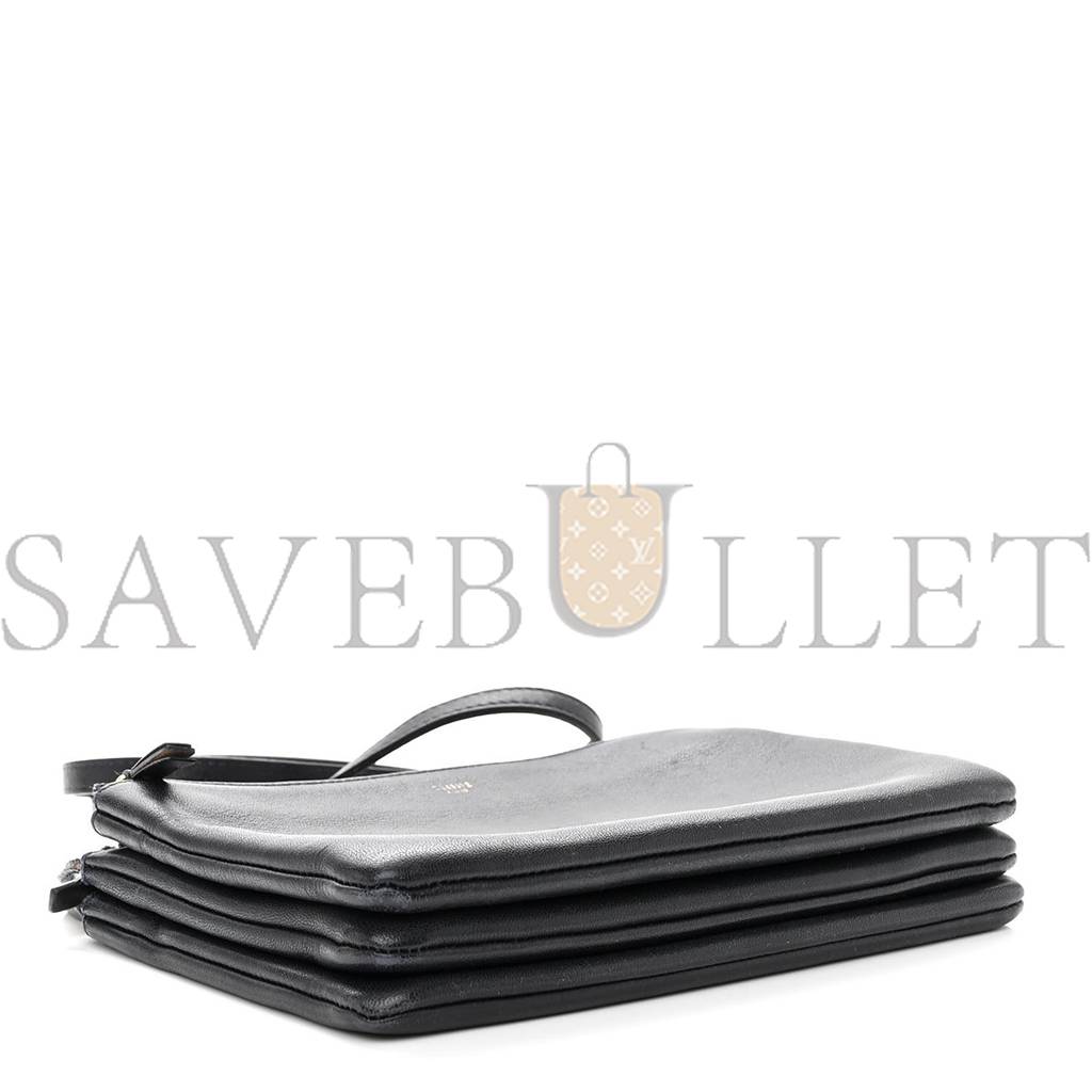 CELINE LAMBSKIN SMALL TRIO CROSSBODY BAG BLACK (22*15*3cm) CELINE LAMBSKIN SMALL TRIO CROSSBODY BAG BLACK (22*15*3cm)