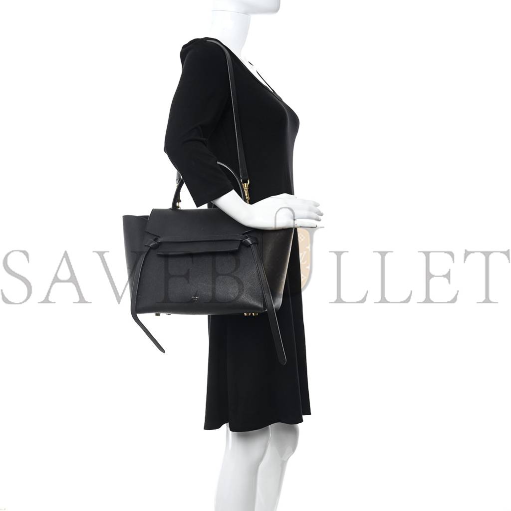 CELINE GRAINED CALFSKIN MINI BELT BAG BLACK (28*23*17cm) CELINE GRAINED CALFSKIN MINI BELT BAG BLACK (28*23*17cm)