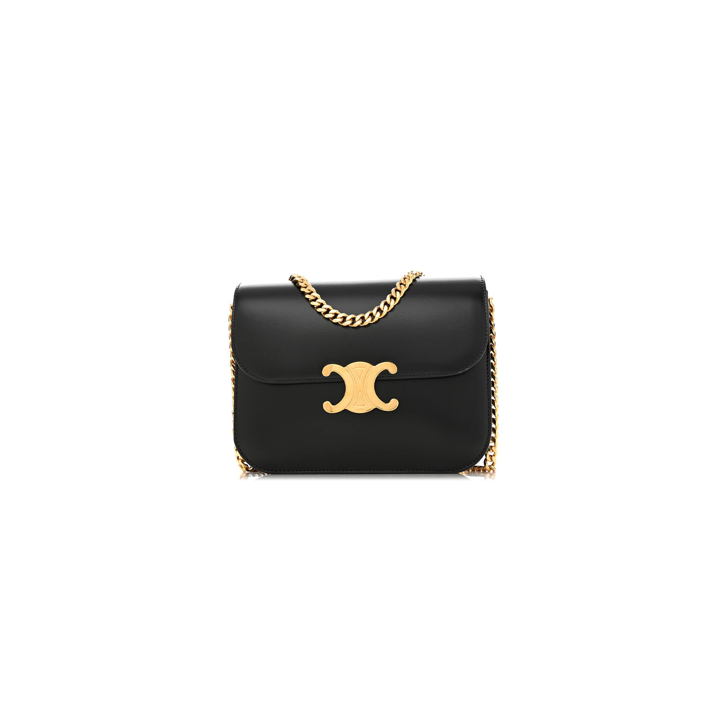 CELINE SHINY CALFSKIN COLLEGE TRIOMPHE BLACK (20*16*6cm) CELINE SHINY CALFSKIN COLLEGE TRIOMPHE BLACK (20*16*6cm)