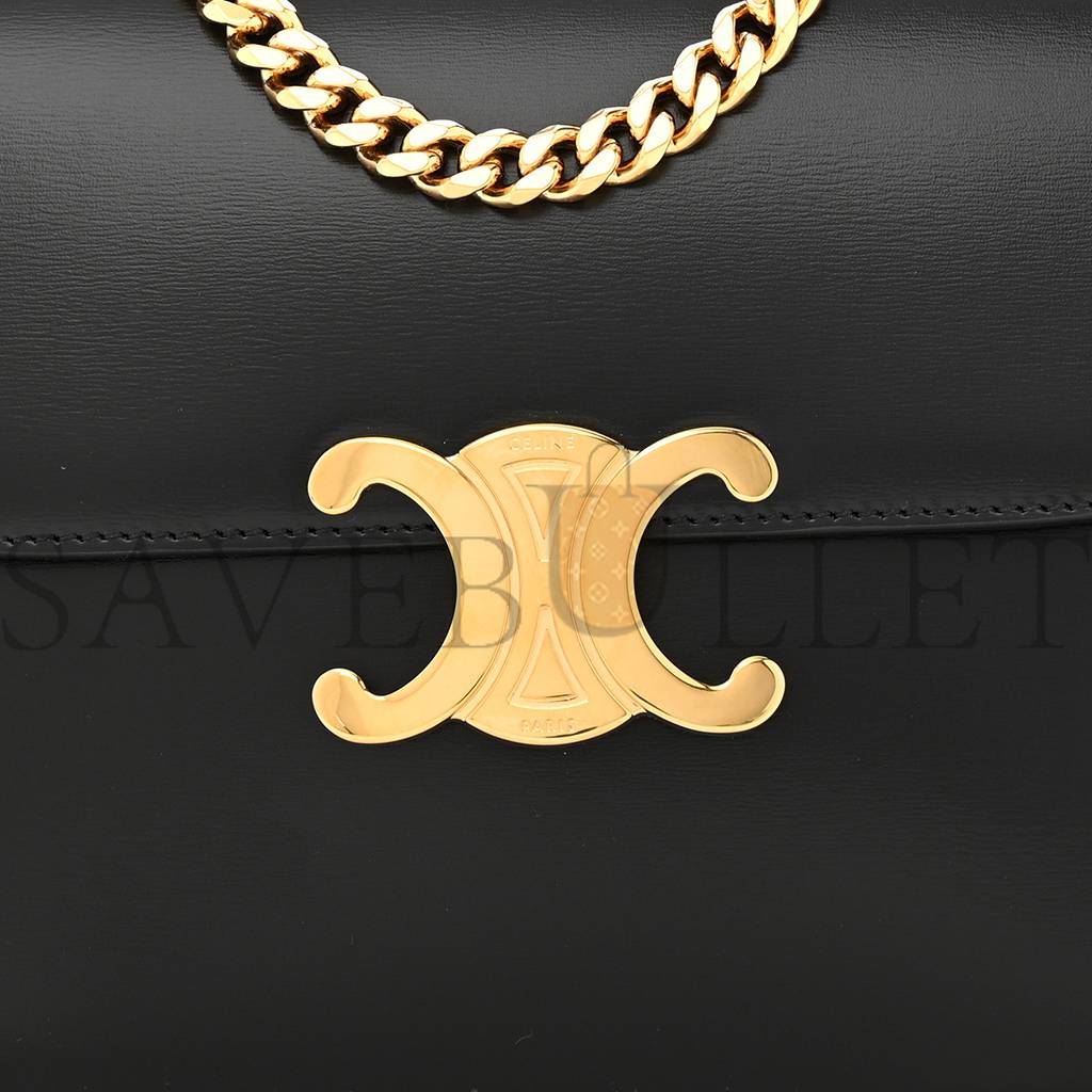 CELINE SHINY CALFSKIN COLLEGE TRIOMPHE BLACK (20*16*6cm) CELINE SHINY CALFSKIN COLLEGE TRIOMPHE BLACK (20*16*6cm)