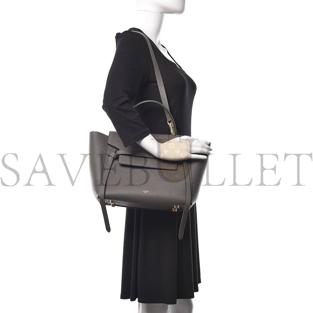 CELINE GRAINED CALFSKIN MINI BELT BAG GREY (28*22*18cm) CELINE GRAINED CALFSKIN MINI BELT BAG GREY (28*22*18cm)