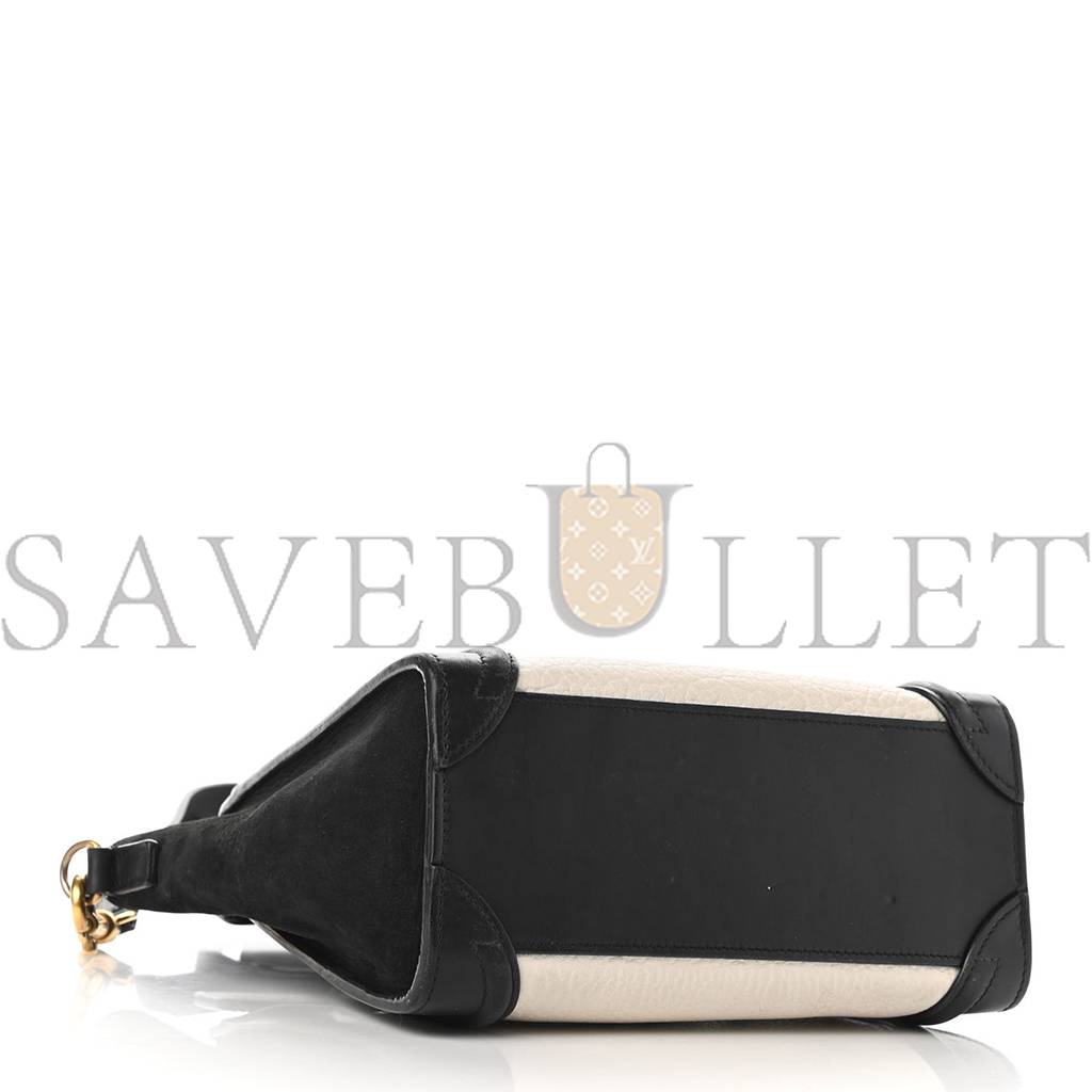 CELINE BULLHIDE CALFSKIN NUBUCK BI-COLOR NANO LUGGAGE BLACK WHITE (20*20*10cm) CELINE BULLHIDE CALFSKIN NUBUCK BI-COLOR NANO LUGGAGE BLACK WHITE (20*20*10cm)