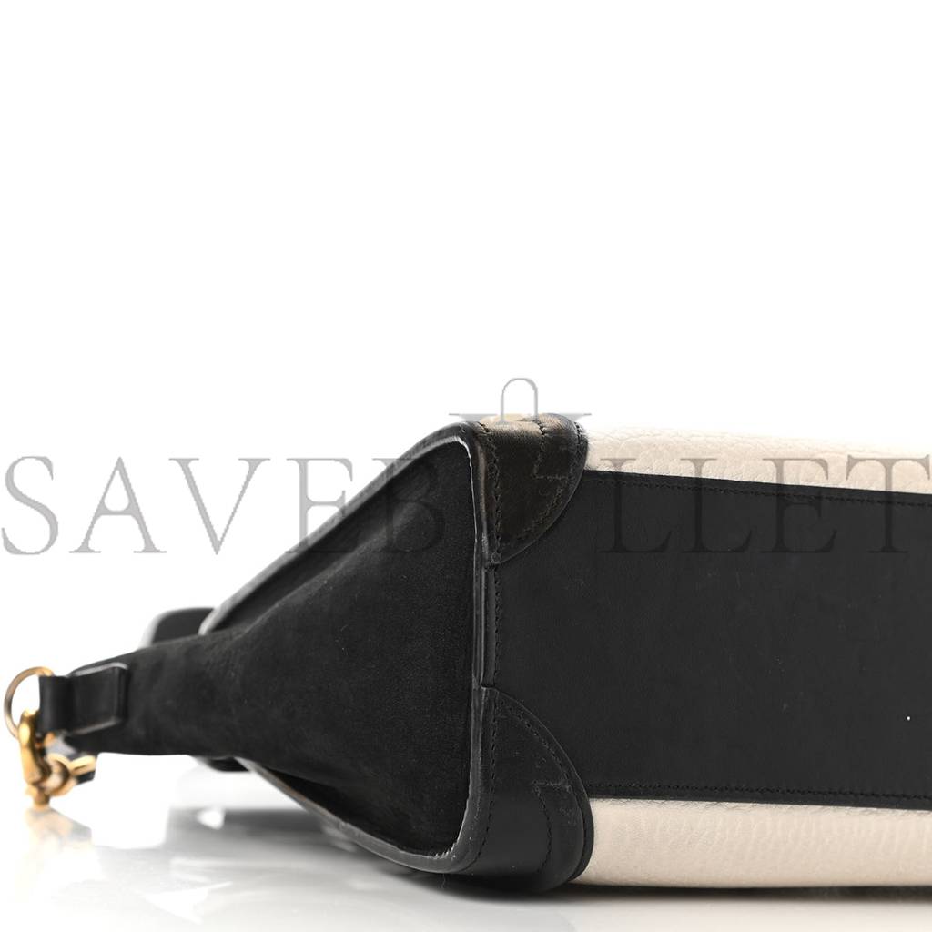 CELINE BULLHIDE CALFSKIN NUBUCK BI-COLOR NANO LUGGAGE BLACK WHITE (20*20*10cm) CELINE BULLHIDE CALFSKIN NUBUCK BI-COLOR NANO LUGGAGE BLACK WHITE (20*20*10cm)