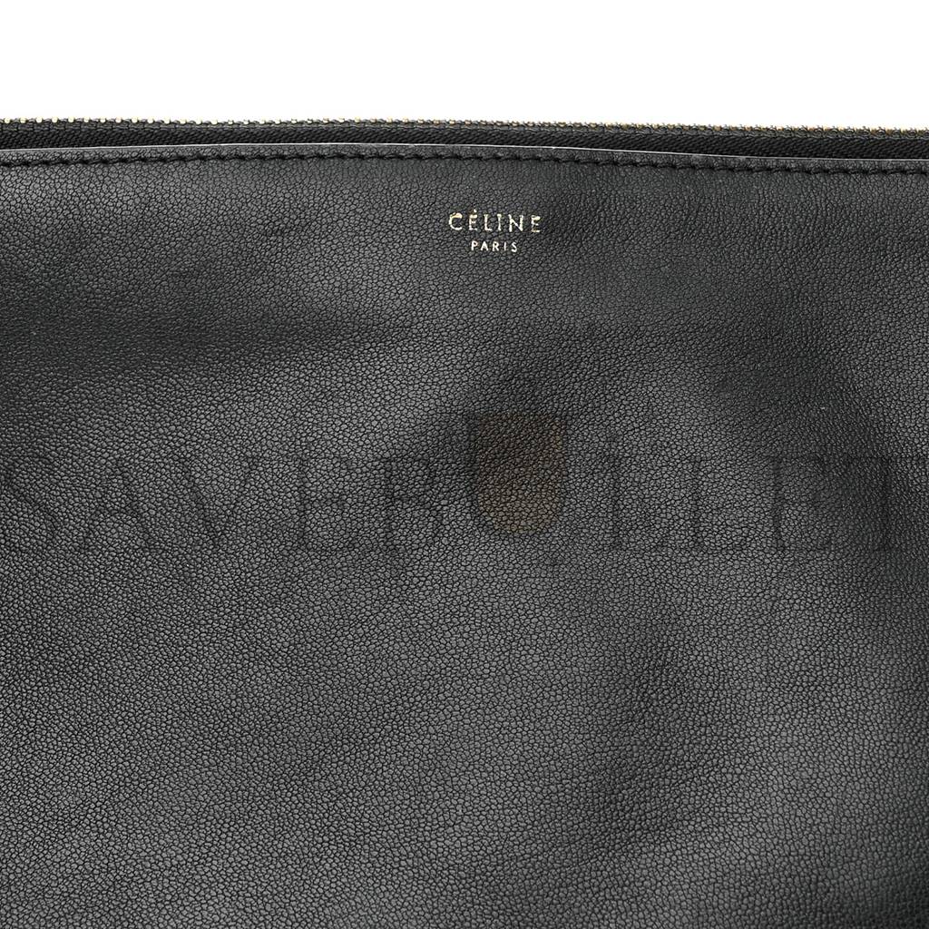 CELINE LAMBSKIN SMALL TRIO CROSSBODY BAG BLACK (22*15*4cm)v CELINE LAMBSKIN SMALL TRIO CROSSBODY BAG BLACK (22*15*4cm)v