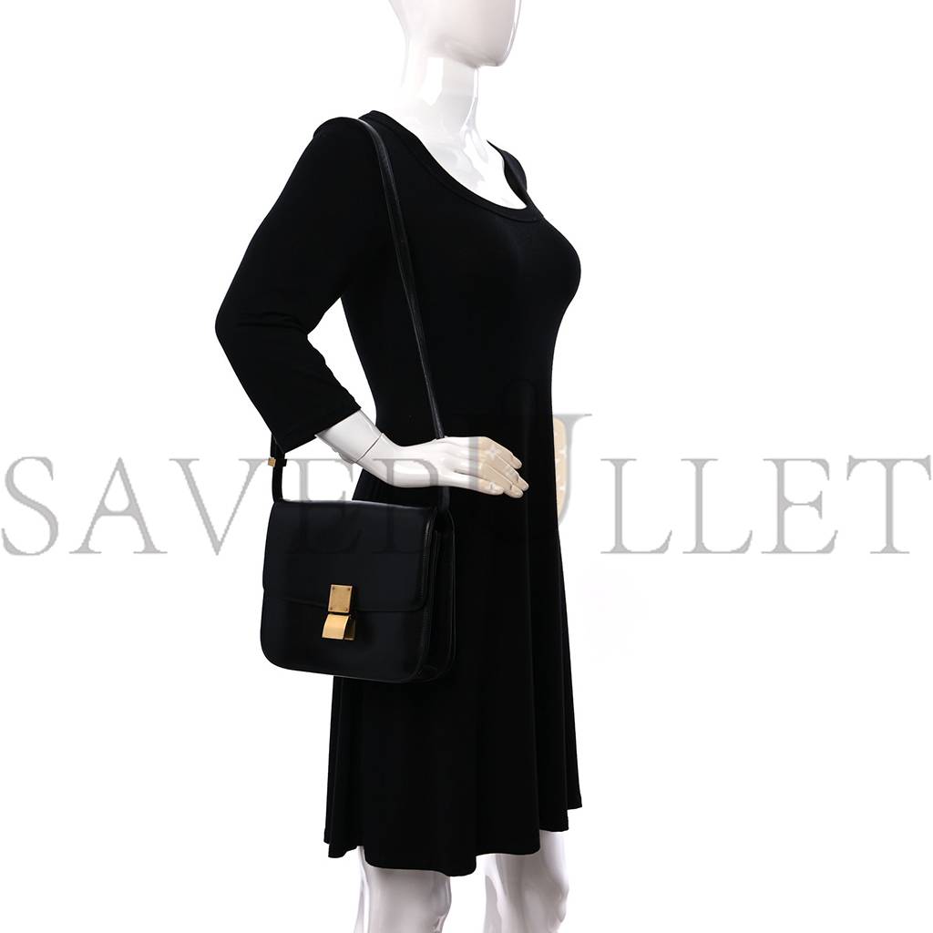 CELINE BOX CALFSKIN MEDIUM CLASSIC BOX FLAP BAG BLACK (23*18*7cm) CELINE BOX CALFSKIN MEDIUM CLASSIC BOX FLAP BAG BLACK (23*18*7cm)