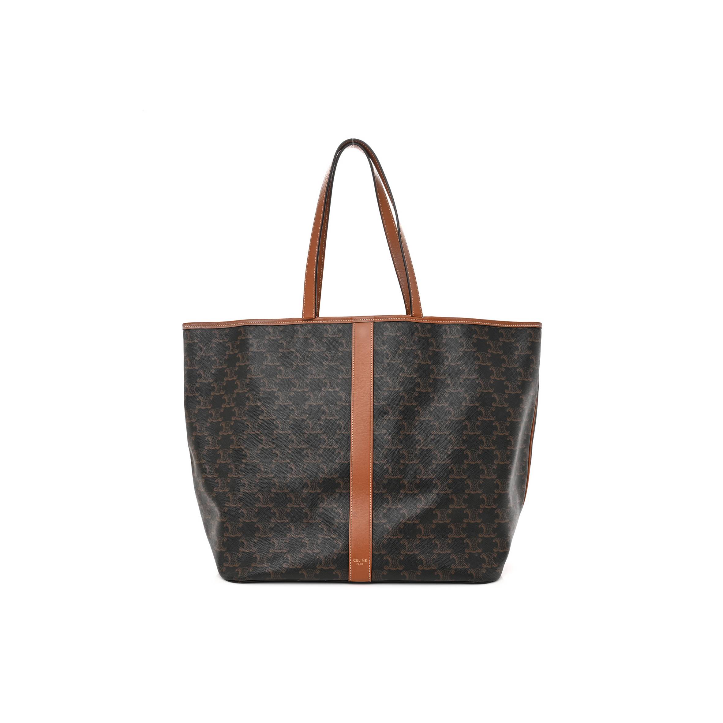 CELINE TRIOMPHE CANVAS CALFSKIN MEDIUM CABAS BAG TAN (31*30*18cm) CELINE TRIOMPHE CANVAS CALFSKIN MEDIUM CABAS BAG TAN (31*30*18cm)