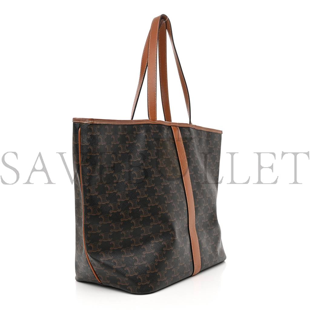 CELINE TRIOMPHE CANVAS CALFSKIN MEDIUM CABAS BAG TAN (31*30*18cm) CELINE TRIOMPHE CANVAS CALFSKIN MEDIUM CABAS BAG TAN (31*30*18cm)