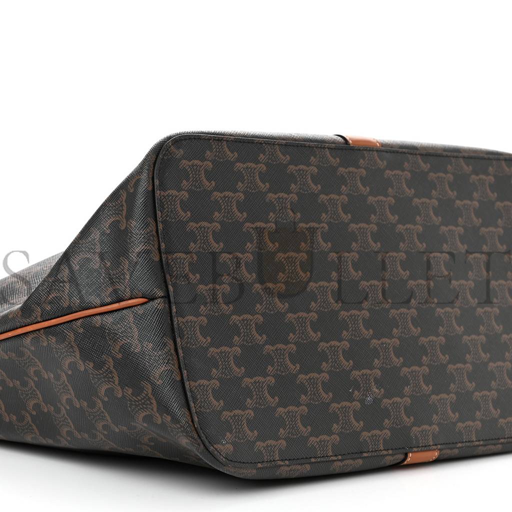 CELINE TRIOMPHE CANVAS CALFSKIN MEDIUM CABAS BAG TAN (31*30*18cm) CELINE TRIOMPHE CANVAS CALFSKIN MEDIUM CABAS BAG TAN (31*30*18cm)