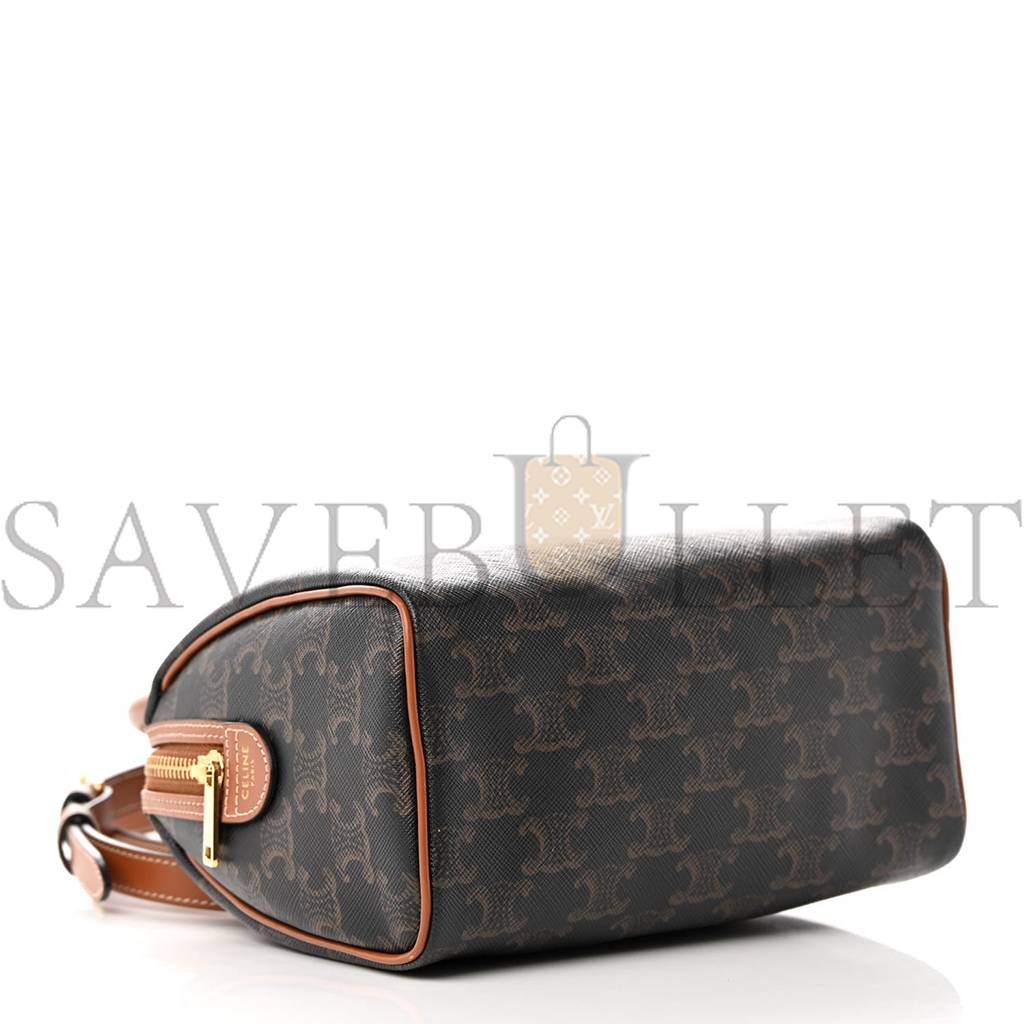 CELINE TRIOMPHE CANVAS CALFSKIN SMALL BOSTON BAG TAN (20*15*10cm) CELINE TRIOMPHE CANVAS CALFSKIN SMALL BOSTON BAG TAN (20*15*10cm)