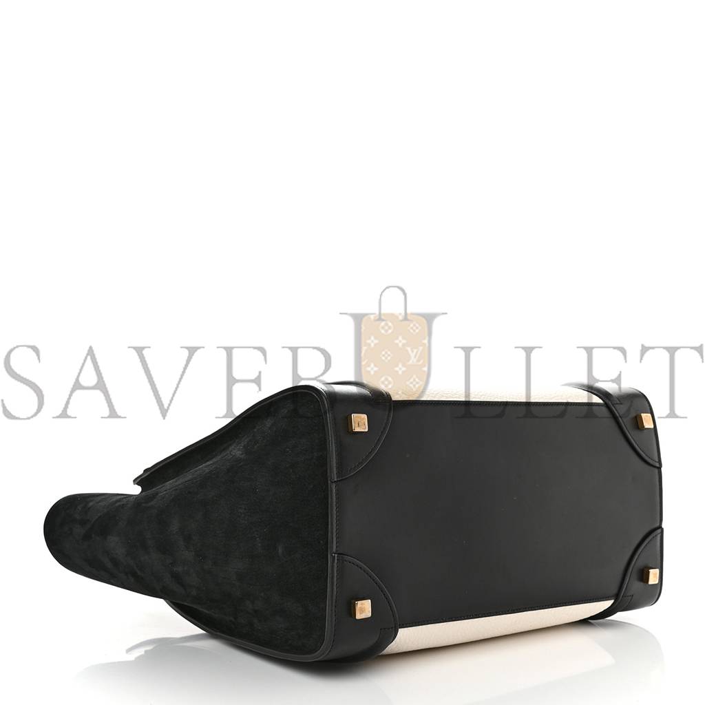CELINE BULLHIDE CALFSKIN MINI BI-COLOR LUGGAGE BLACK WHITE (34*30*17cm) CELINE BULLHIDE CALFSKIN MINI BI-COLOR LUGGAGE BLACK WHITE (34*30*17cm)