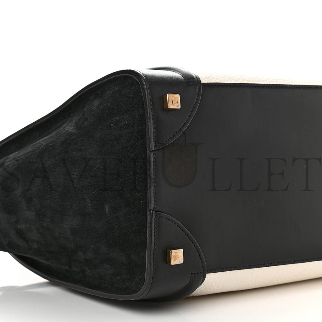 CELINE BULLHIDE CALFSKIN MINI BI-COLOR LUGGAGE BLACK WHITE (34*30*17cm) CELINE BULLHIDE CALFSKIN MINI BI-COLOR LUGGAGE BLACK WHITE (34*30*17cm)