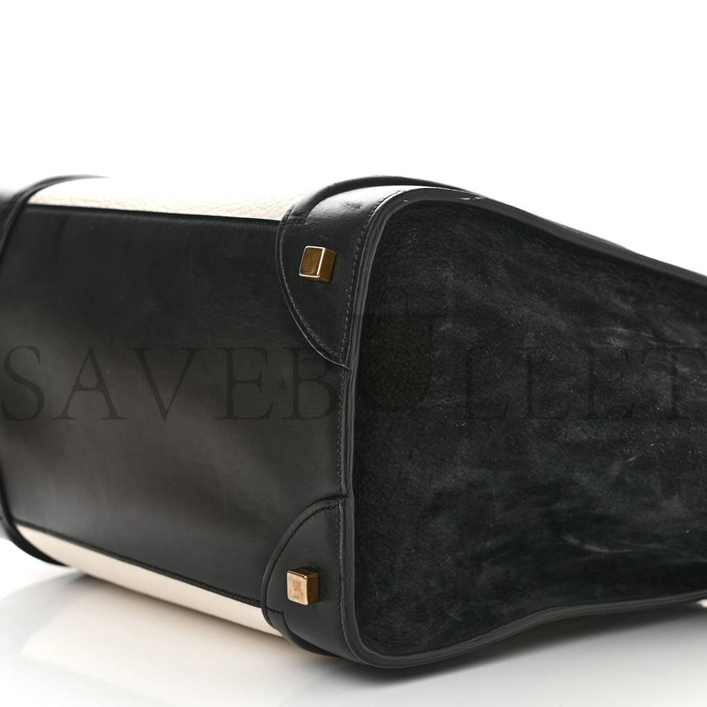 CELINE BULLHIDE CALFSKIN MINI BI-COLOR LUGGAGE BLACK WHITE (34*30*17cm) CELINE BULLHIDE CALFSKIN MINI BI-COLOR LUGGAGE BLACK WHITE (34*30*17cm)