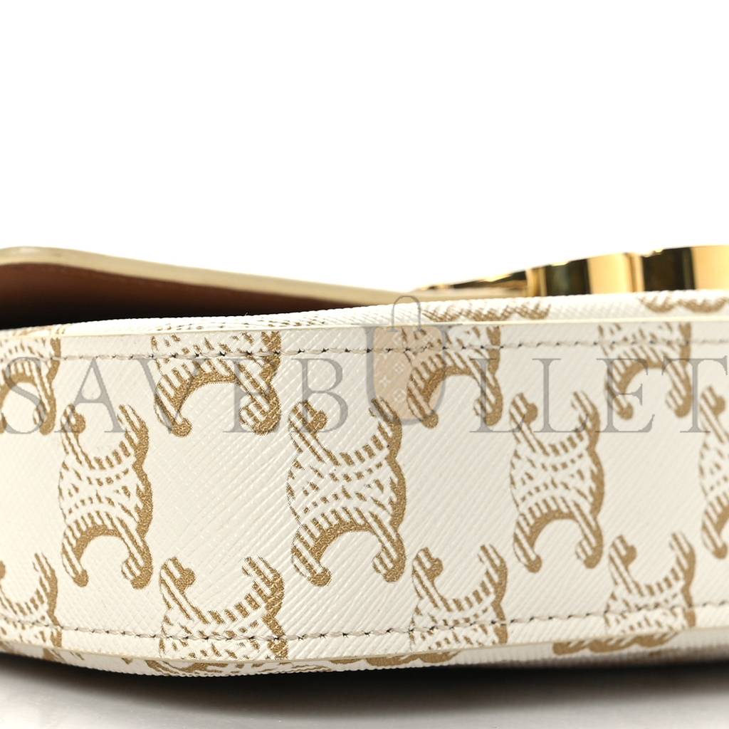 CELINE CANVAS CALFSKIN TRIOMPHE SHOULDER BAG WHITE (21*11*5cm) CELINE CANVAS CALFSKIN TRIOMPHE SHOULDER BAG WHITE (21*11*5cm)