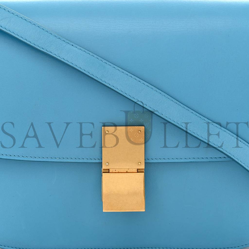 CELINE BOX CALFSKIN MEDIUM CLASSIC BOX FLAP BAG BLUE (23*18*6cm) CELINE BOX CALFSKIN MEDIUM CLASSIC BOX FLAP BAG BLUE (23*18*6cm)