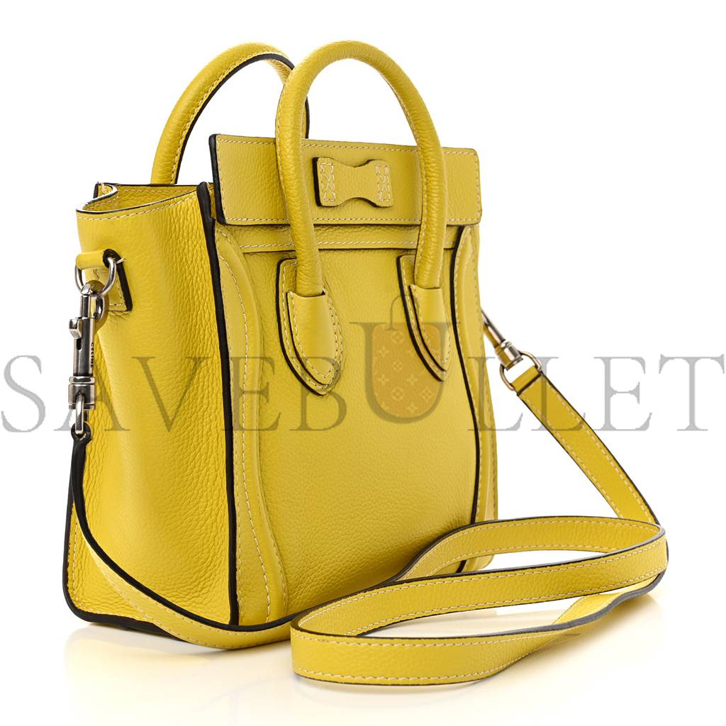 CELINE DRUMMED CALFSKIN NANO LUGGAGE CITRON (20*19*10cm) CELINE DRUMMED CALFSKIN NANO LUGGAGE CITRON (20*19*10cm)