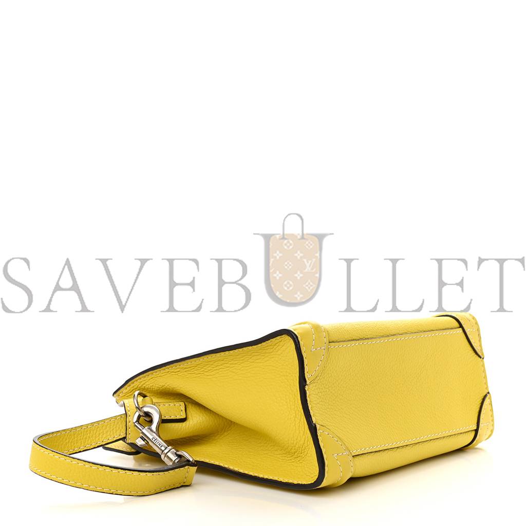CELINE DRUMMED CALFSKIN NANO LUGGAGE CITRON (20*19*10cm) CELINE DRUMMED CALFSKIN NANO LUGGAGE CITRON (20*19*10cm)